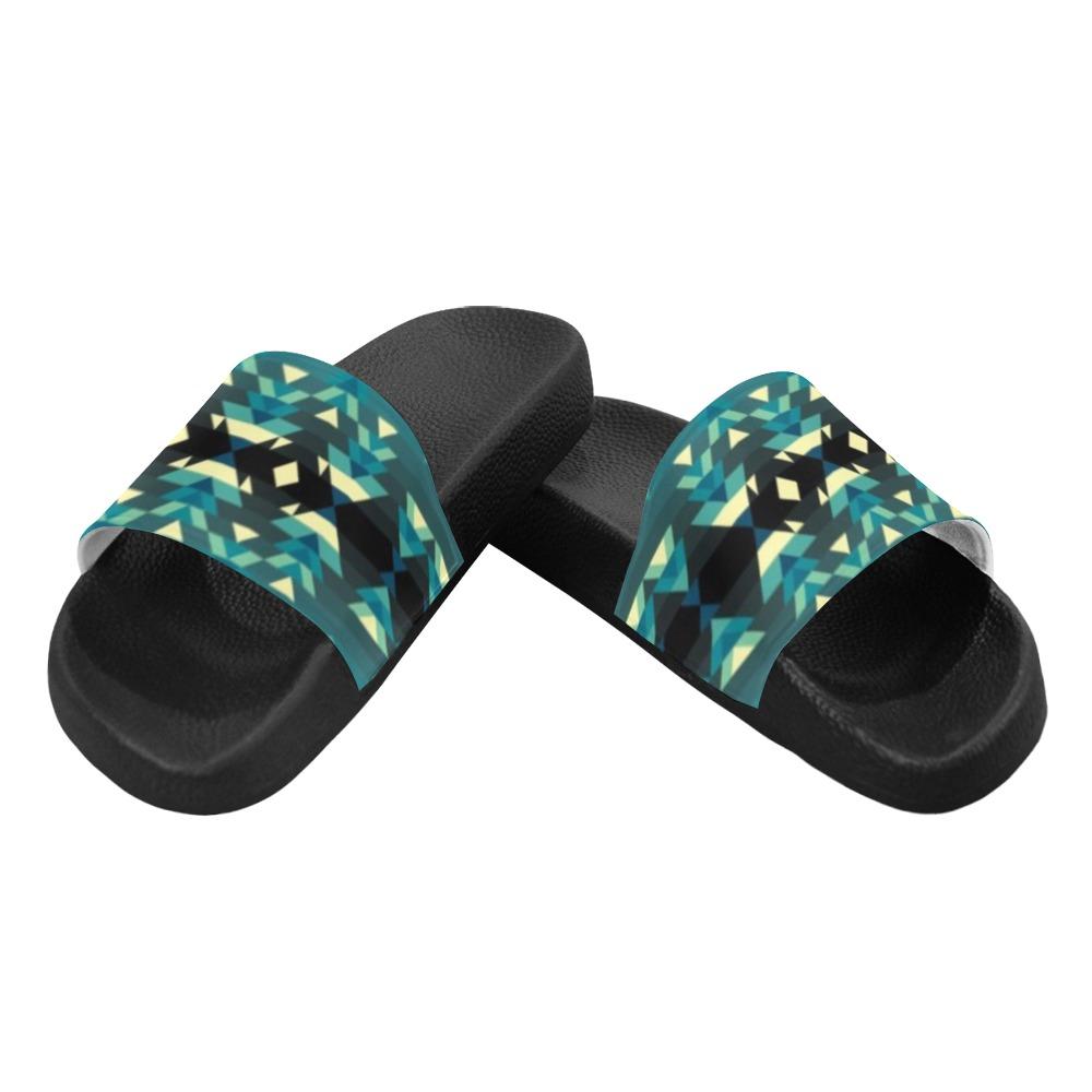 Inspire Green Men's Slide Sandals (Model 057) Men's Slide Sandals (057) e-joyer 