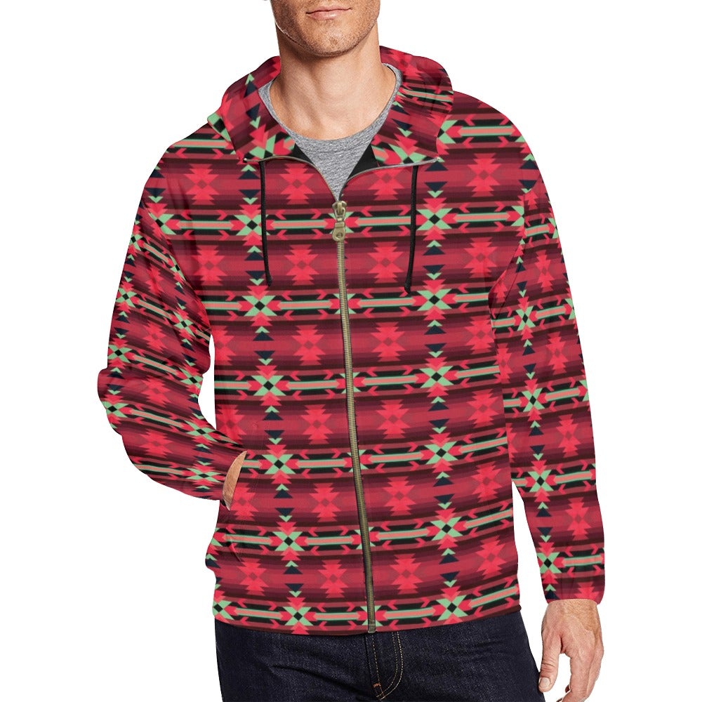 Inspire Velour All Over Print Full Zip Hoodie for Men (Model H14) hoodie e-joyer 