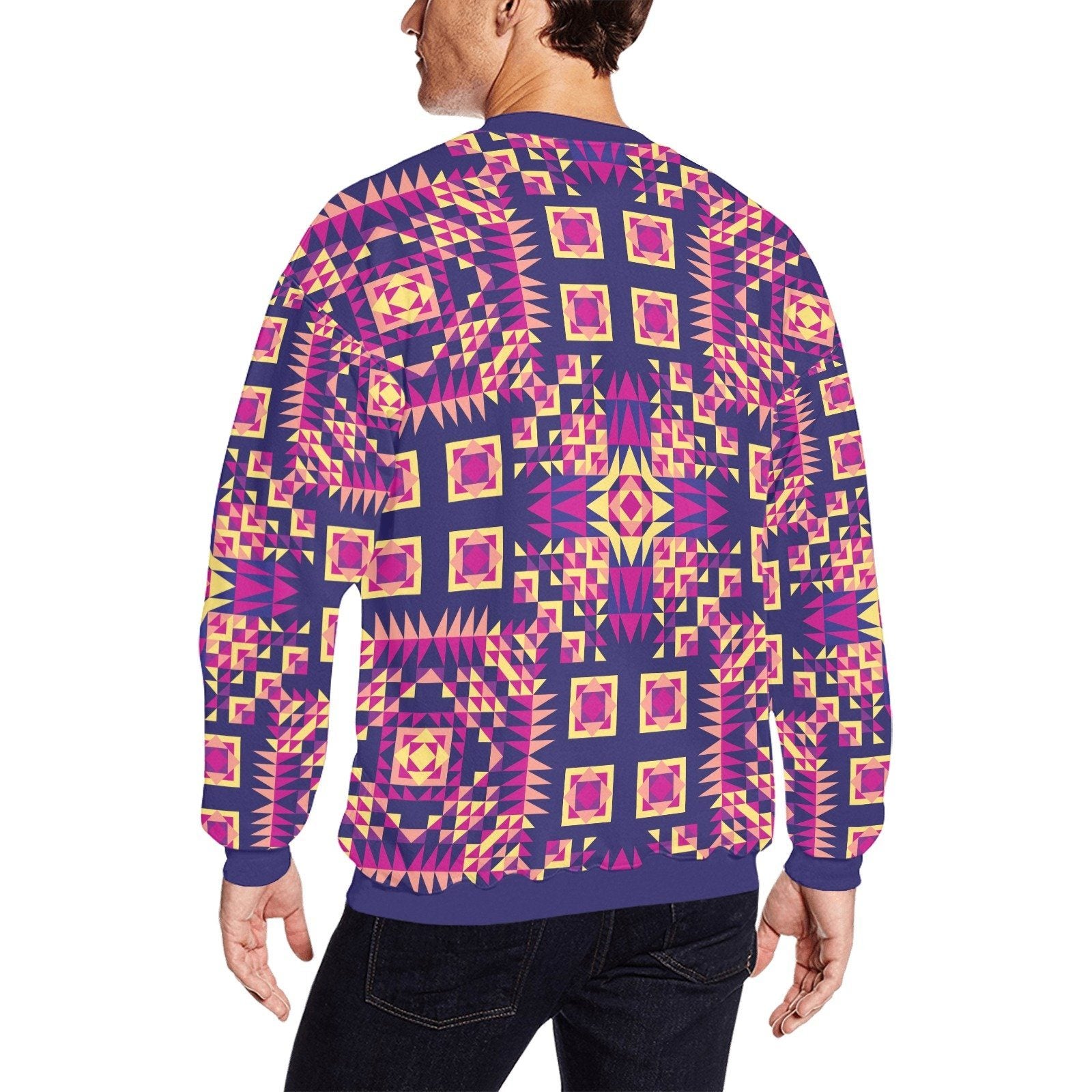 Kaleidoscope Bleu All Over Print Crewneck Sweatshirt for Men (Model H18) shirt e-joyer 