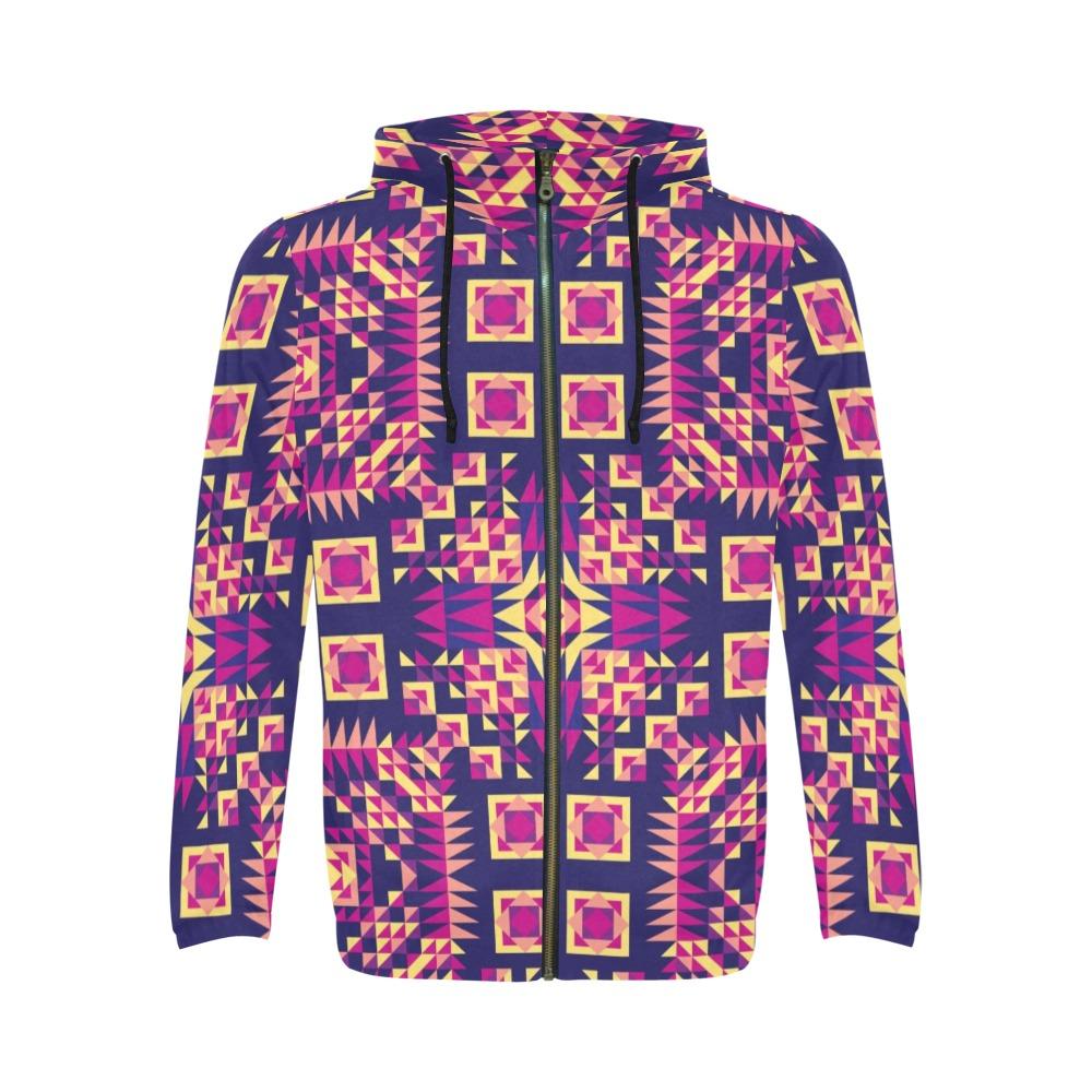 Kaleidoscope Bleu All Over Print Full Zip Hoodie for Men (Model H14) All Over Print Full Zip Hoodie for Men (H14) e-joyer 