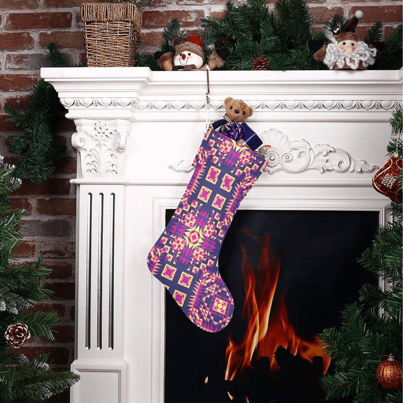 Kaleidoscope Bleu Christmas Stocking holiday stocking e-joyer 