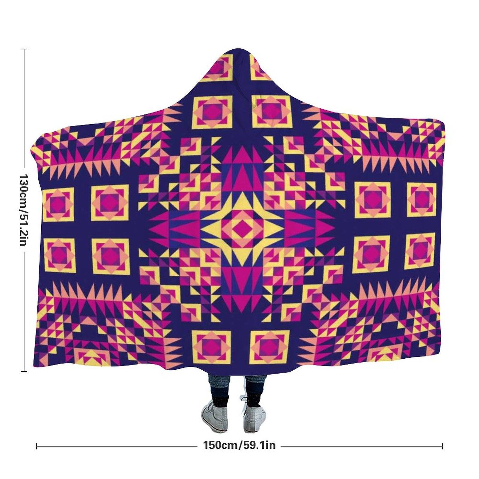 Kaleidoscope Bleu Hooded Blanket blanket 49 Dzine 