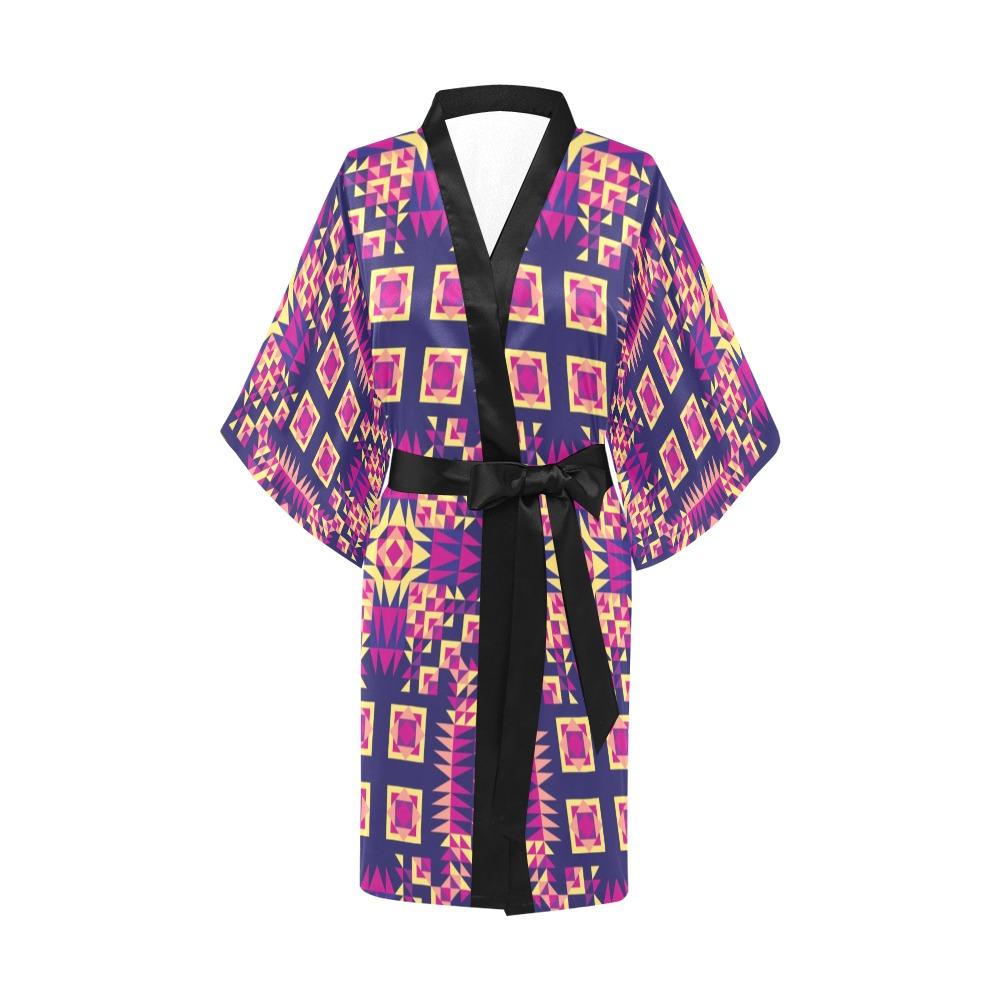 Kaleidoscope Bleu Kimono Robe Artsadd 