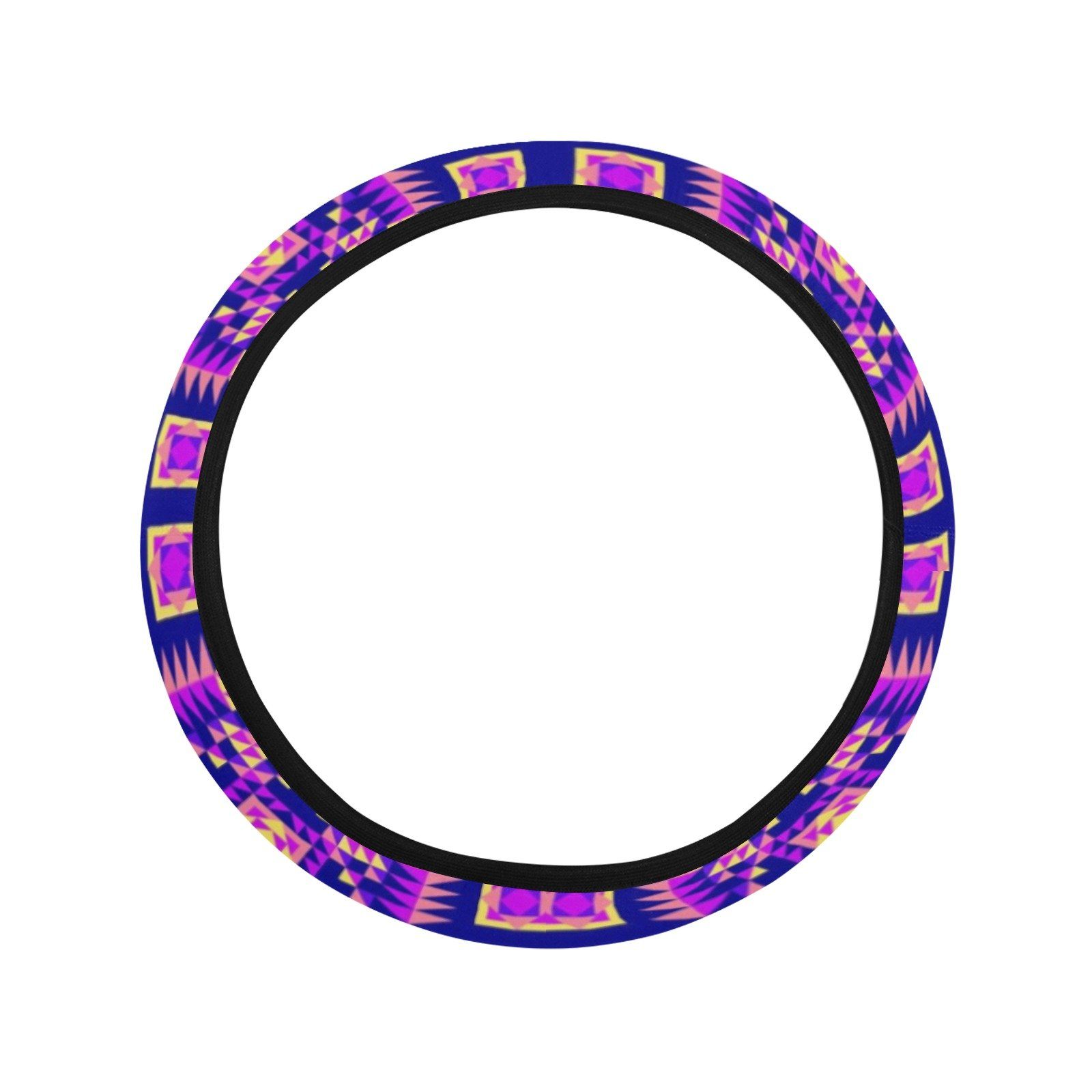 Kaleidoscope Bleu Steering Wheel Cover with Elastic Edge Steering Wheel Cover with Elastic Edge e-joyer 