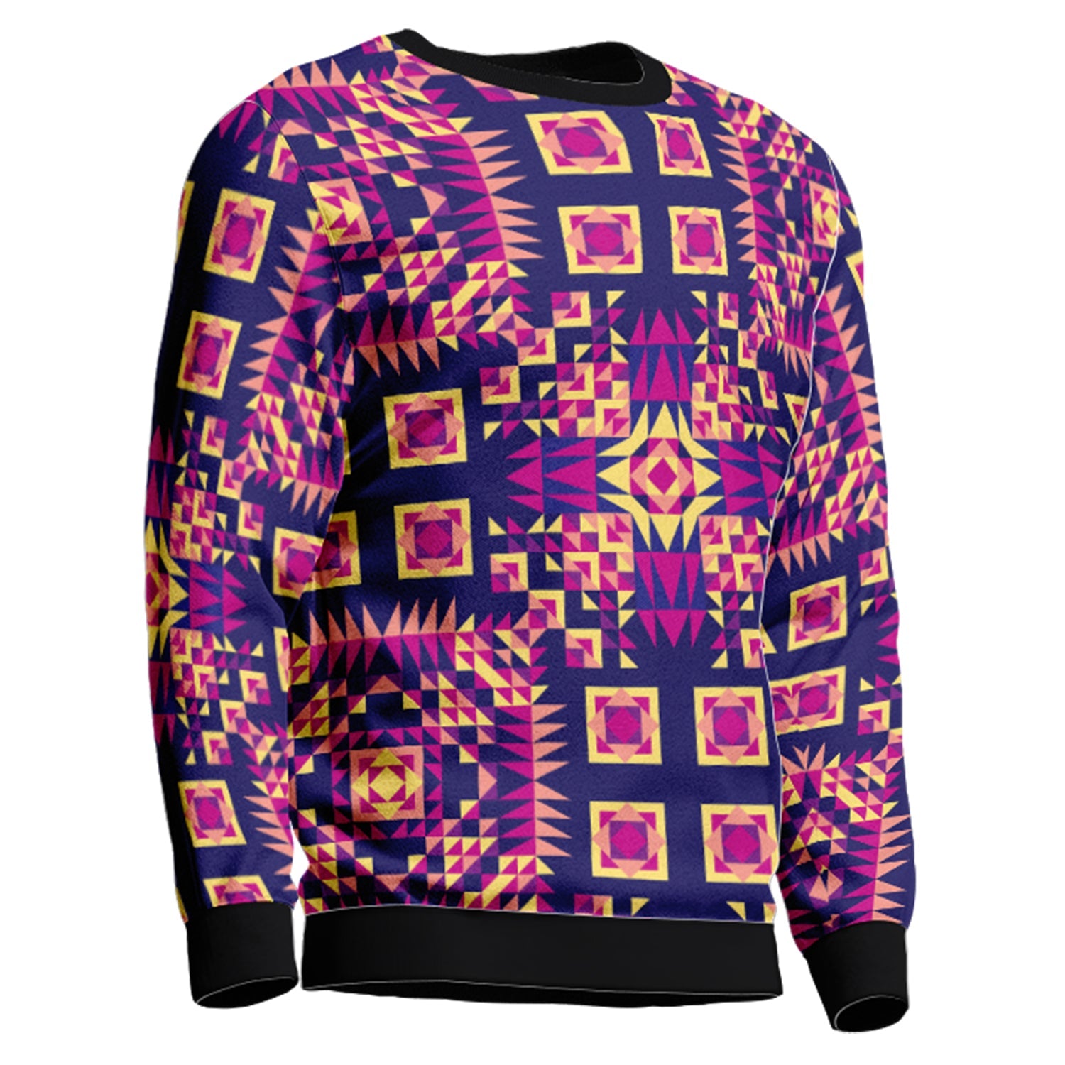 Kaleidoscope Bleu Unisex Crewneck Long Sleeve Top Herman 