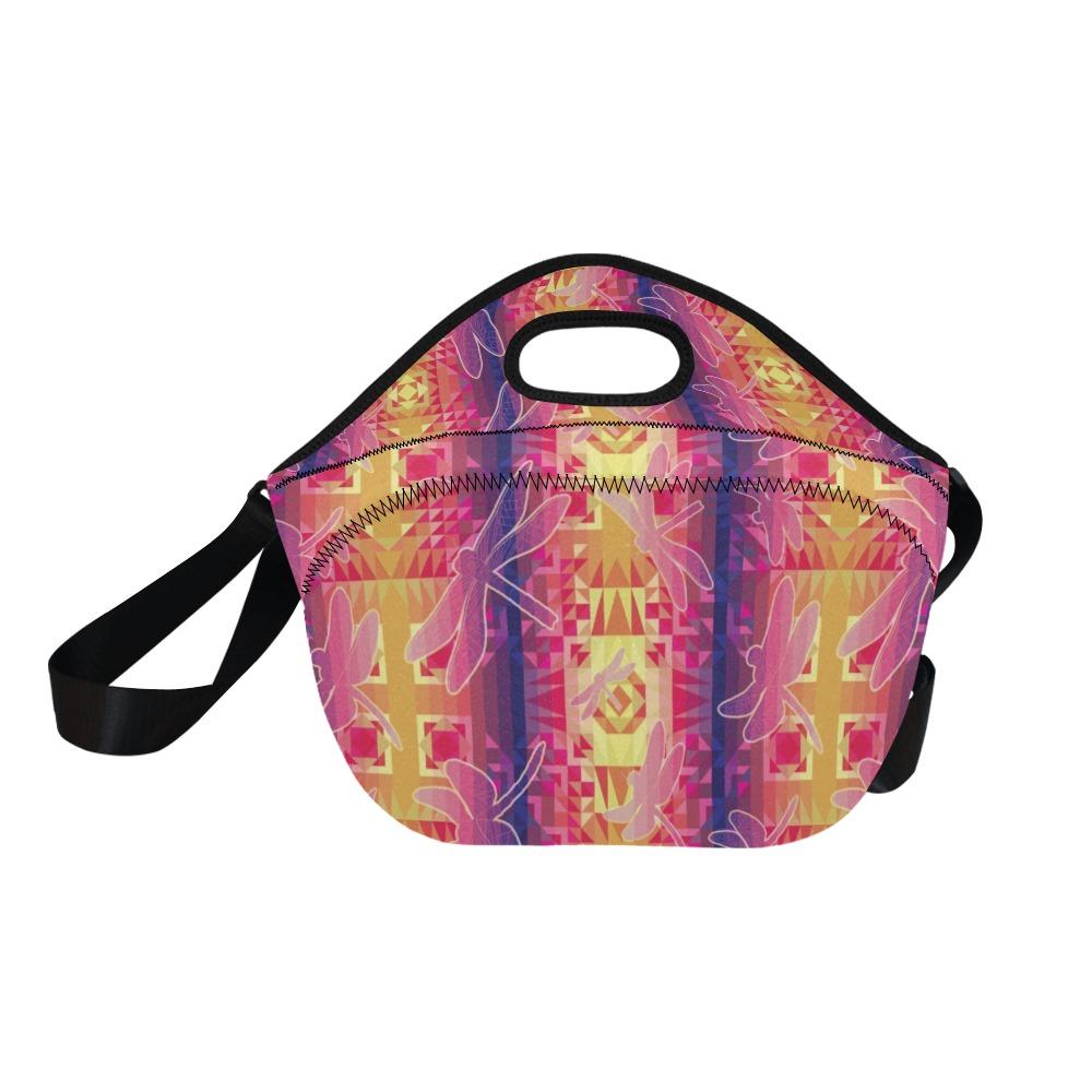 Kaleidoscope Dragonfly Neoprene Lunch Bag/Large (Model 1669) bag 49 Dzine 