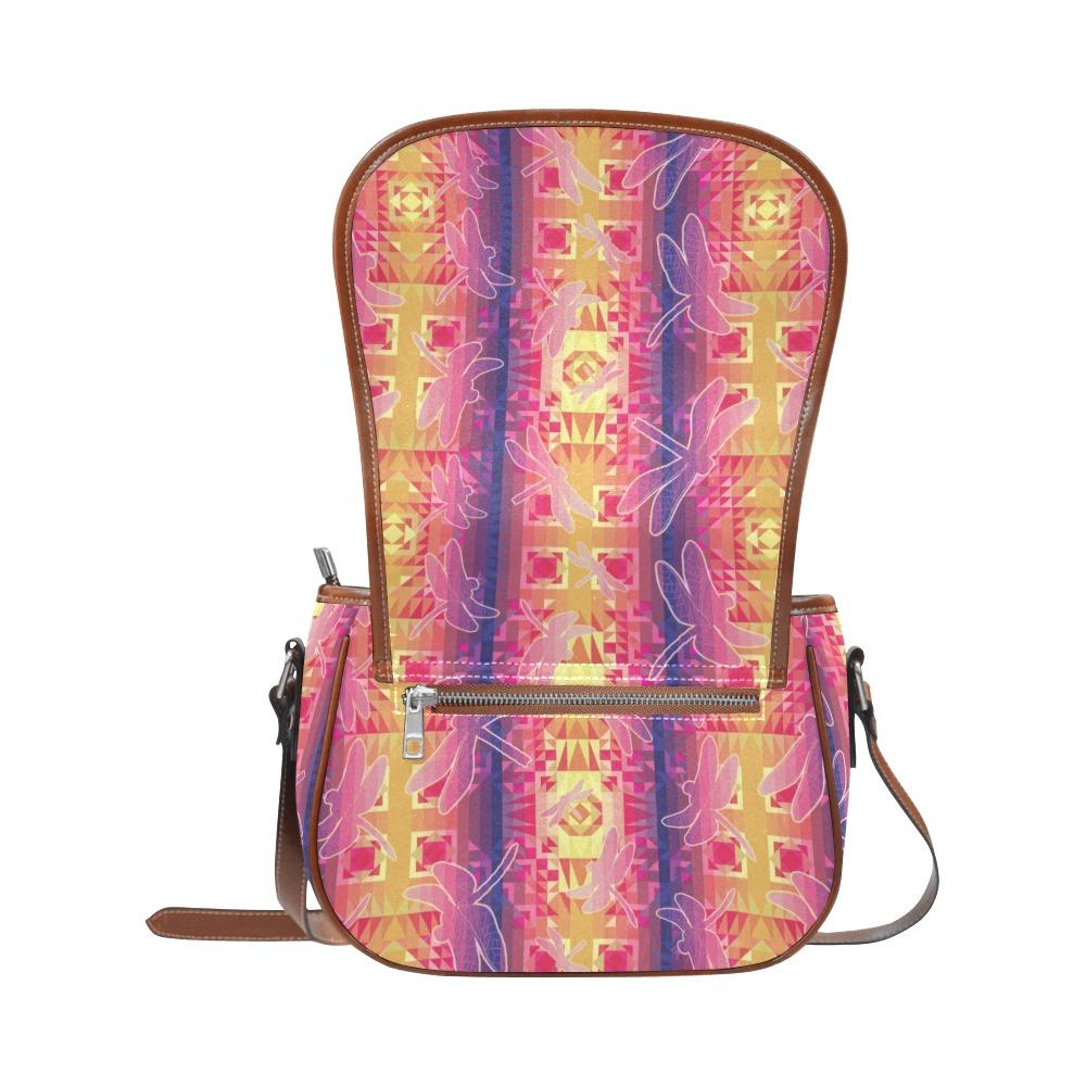 Kaleidoscope Dragonfly Saddle Bag/Small (Model 1649) Full Customization Saddle Bag/Small (Full Customization) e-joyer 