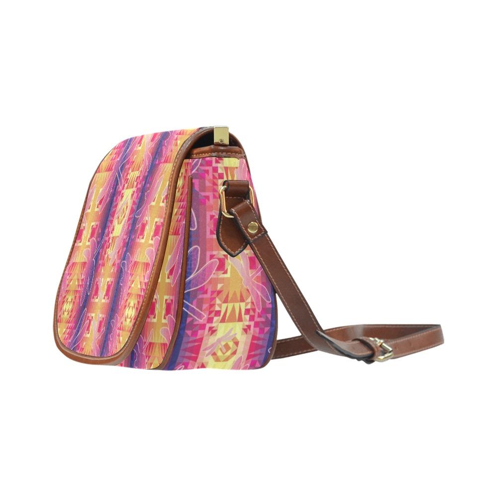 Kaleidoscope Dragonfly Saddle Bag/Small (Model 1649) Full Customization Saddle Bag/Small (Full Customization) e-joyer 