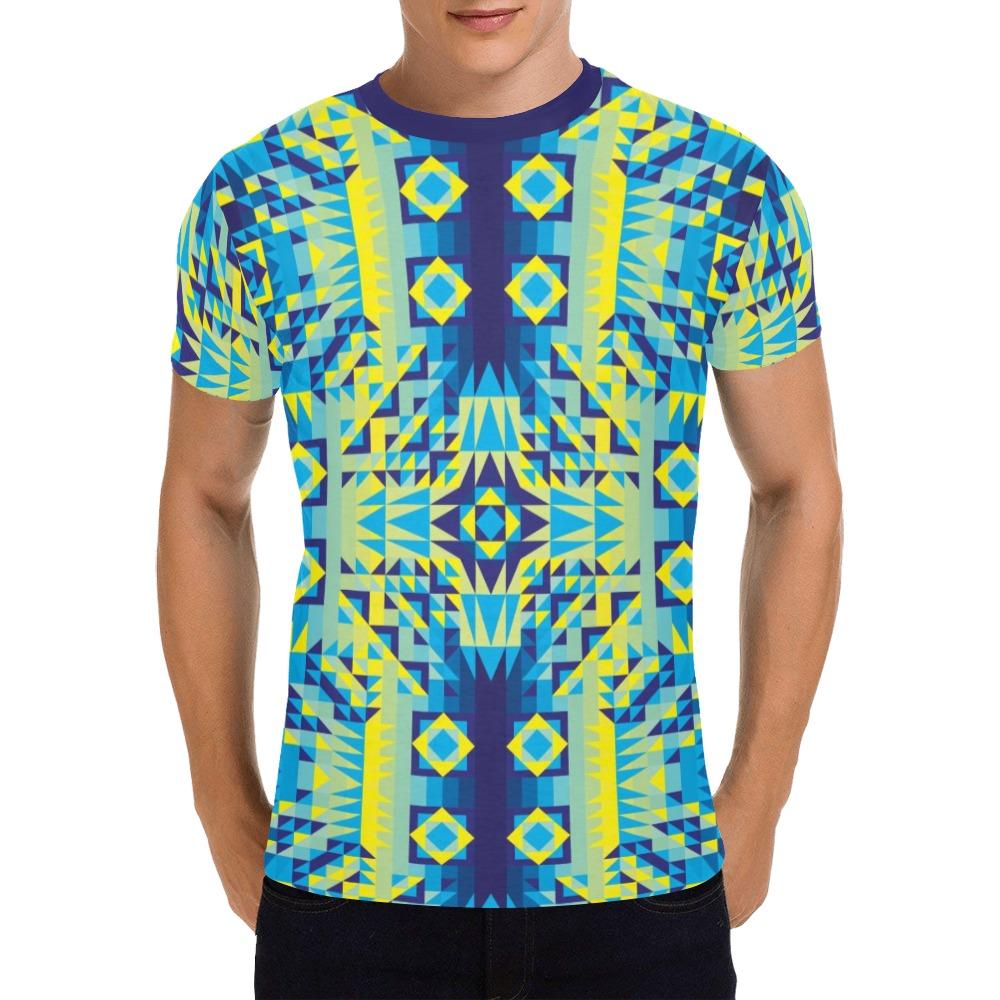 Kaleidoscope Jaune Bleu All Over Print T-Shirt for Men (USA Size) (Model T40) All Over Print T-Shirt for Men (T40) e-joyer 