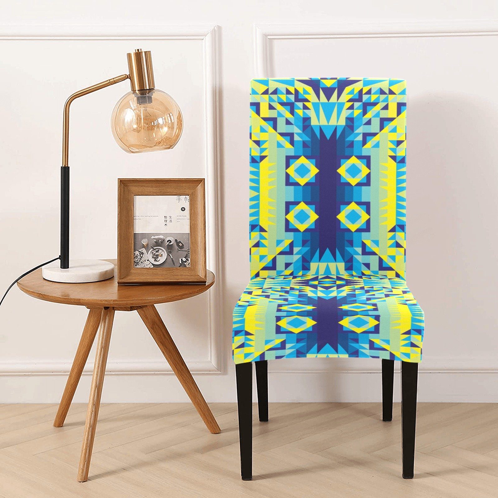 Kaleidoscope Jaune Bleu Chair Cover (Pack of 6) Chair Cover (Pack of 6) e-joyer 