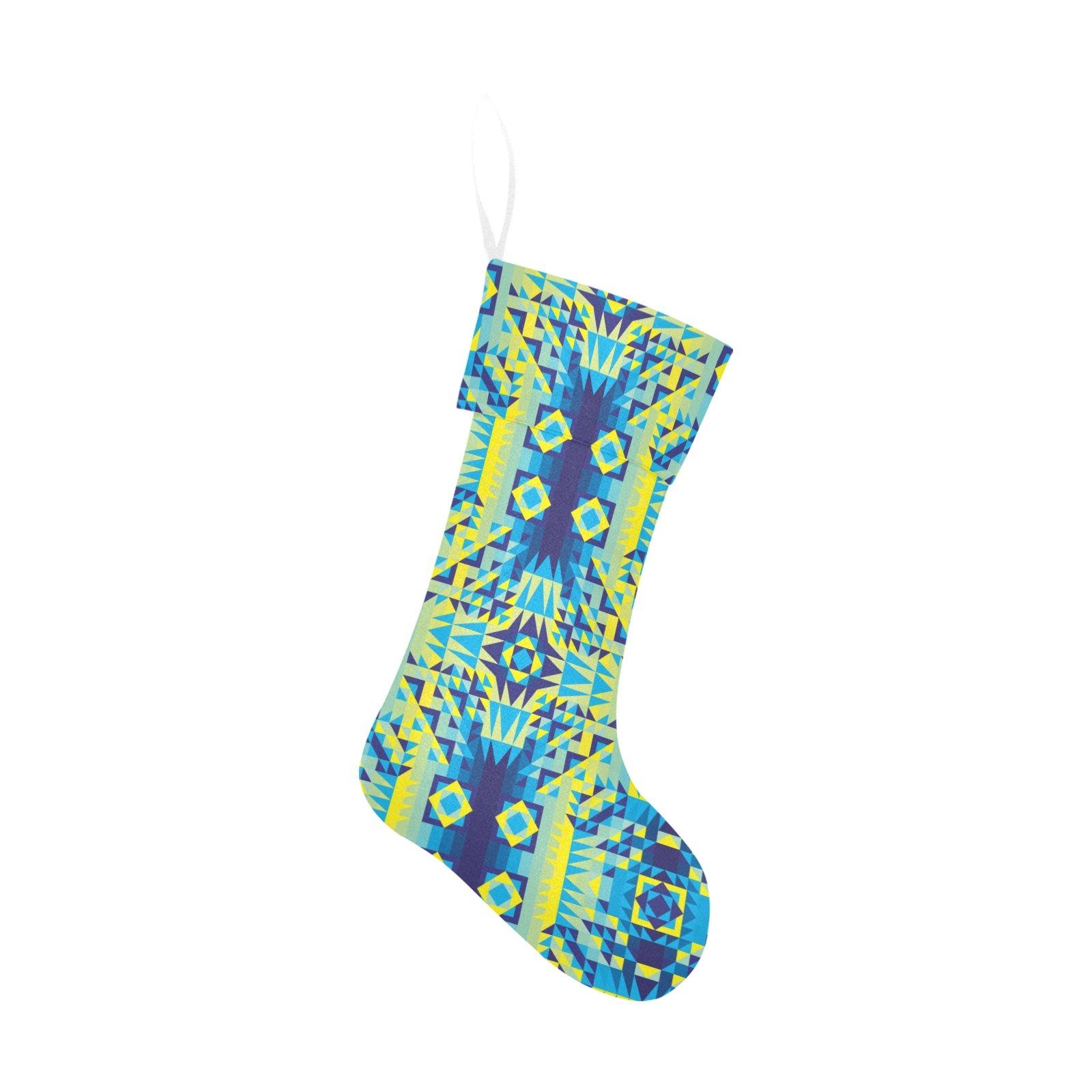 Kaleidoscope Jaune Bleu Christmas Stocking holiday stocking e-joyer 