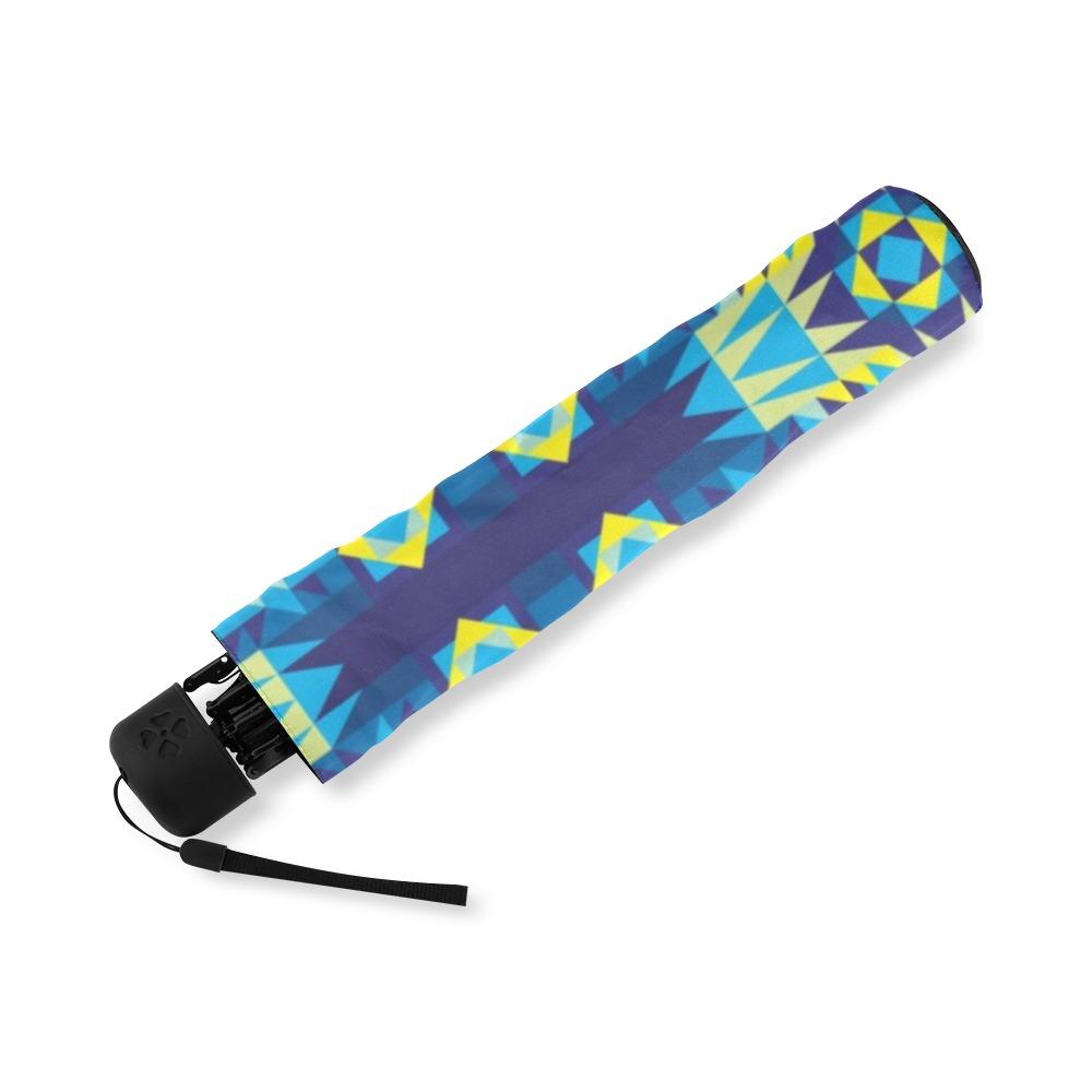 Kaleidoscope Jaune Bleu Foldable Umbrella (Model U01) Foldable Umbrella e-joyer 