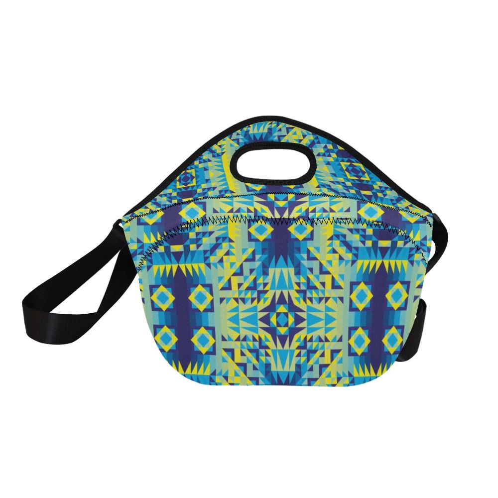 Kaleidoscope Jaune Bleu Neoprene Lunch Bag/Large (Model 1669) bag 49 Dzine 