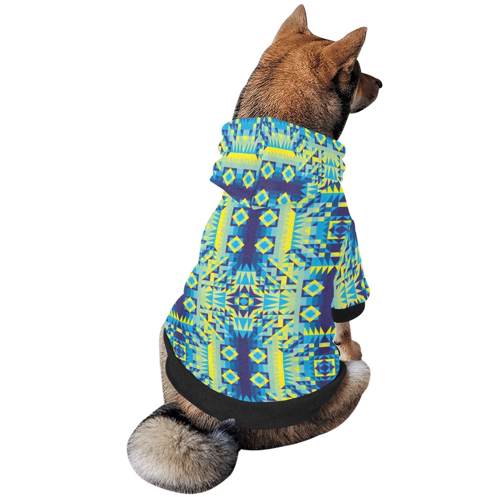 Kaleidoscope Jaune Bleu Pet Dog Hoodie Pet Dog Hoodie e-joyer 