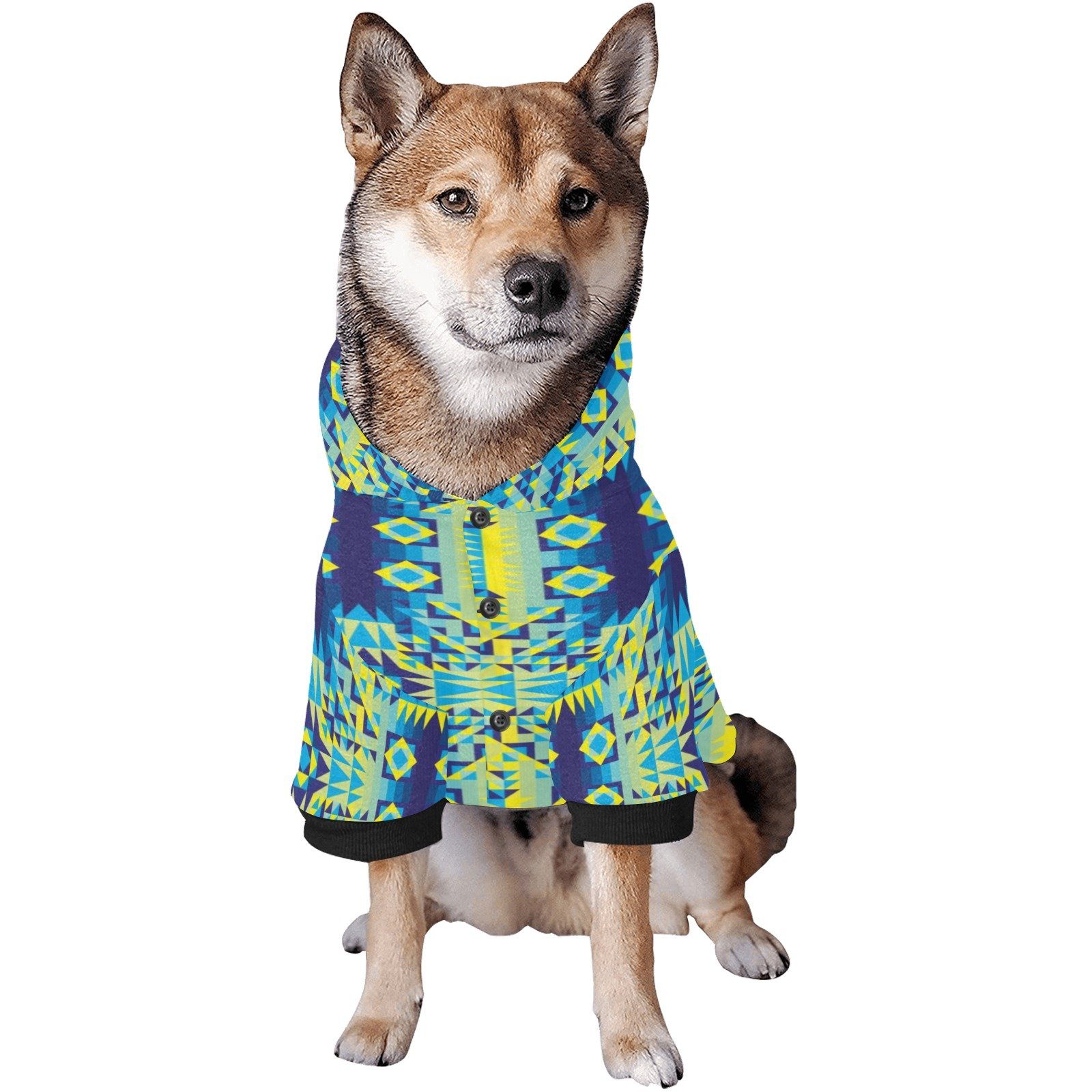 Kaleidoscope Jaune Bleu Pet Dog Hoodie Pet Dog Hoodie e-joyer 