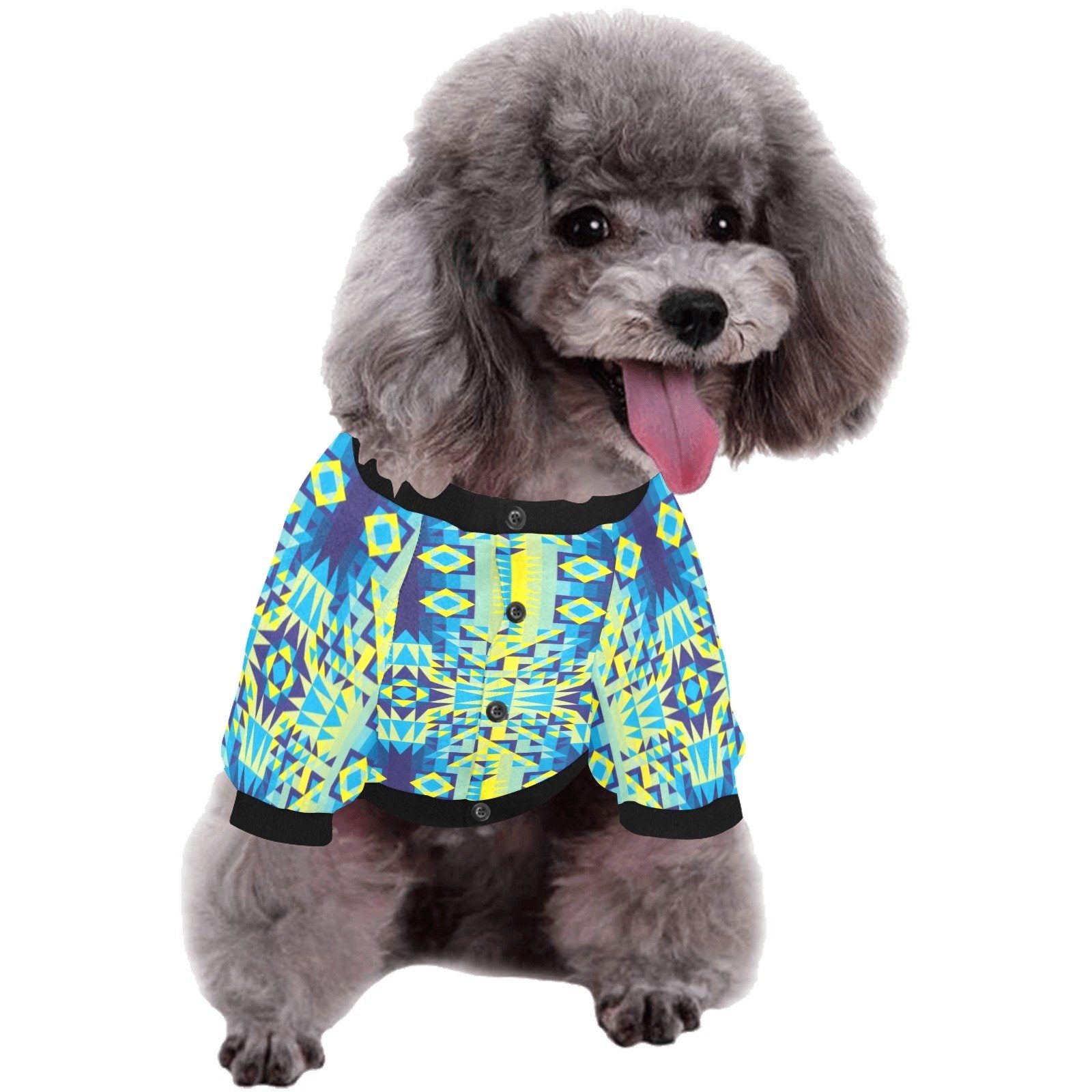 Kaleidoscope Jaune Bleu Pet Dog Round Neck Shirt Pet Dog Round Neck Shirt e-joyer 