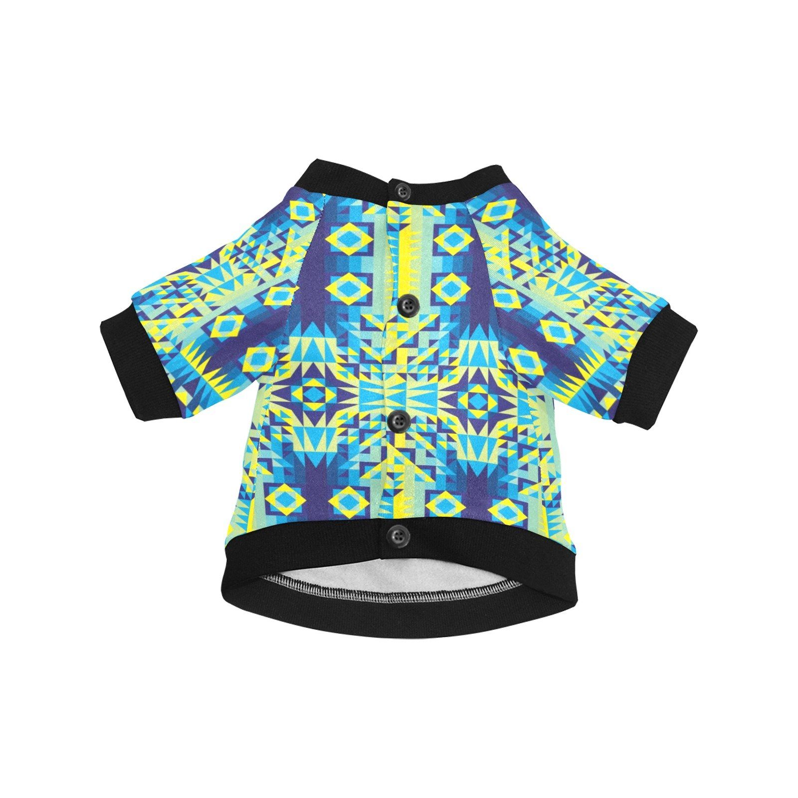 Kaleidoscope Jaune Bleu Pet Dog Round Neck Shirt Pet Dog Round Neck Shirt e-joyer 