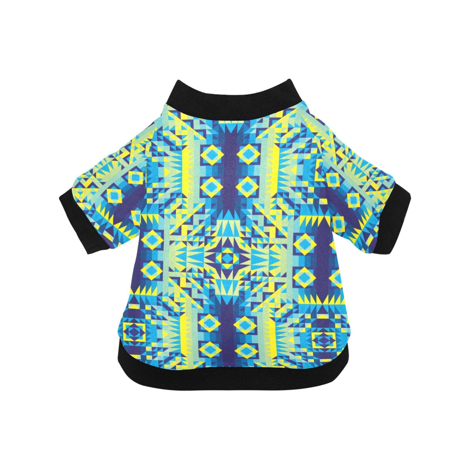 Kaleidoscope Jaune Bleu Pet Dog Round Neck Shirt Pet Dog Round Neck Shirt e-joyer 