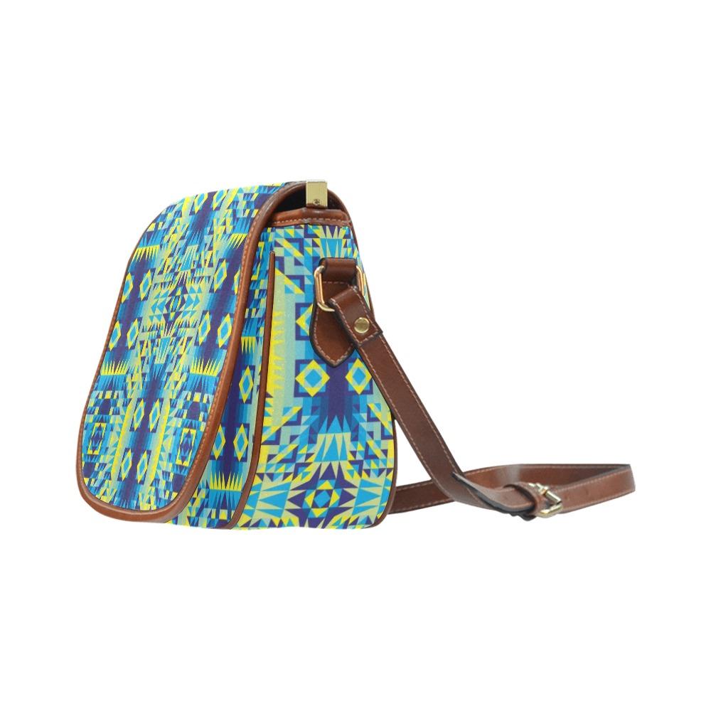 Kaleidoscope Jaune Bleu Saddle Bag/Small (Model 1649) Full Customization Saddle Bag/Small (Full Customization) e-joyer 