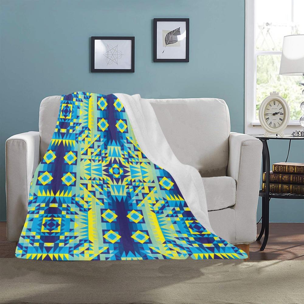 Kaleidoscope Jaune Bleu Ultra-Soft Micro Fleece Blanket 40"x50" Ultra-Soft Blanket 40''x50'' e-joyer 