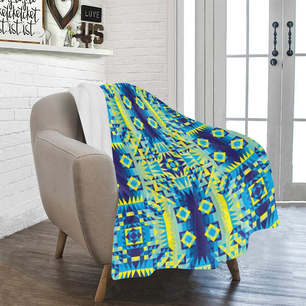 Kaleidoscope Jaune Bleu Ultra-Soft Micro Fleece Blanket 40"x50" Ultra-Soft Blanket 40''x50'' e-joyer 