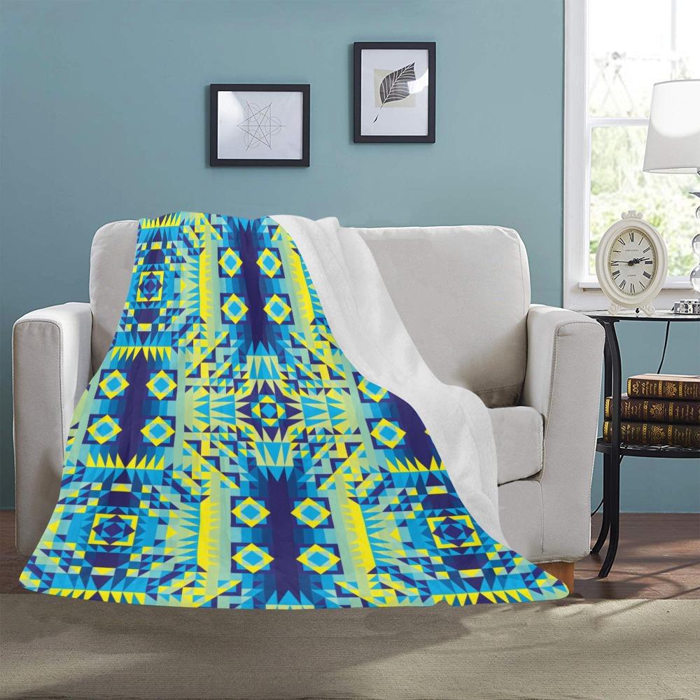 Kaleidoscope Jaune Bleu Ultra-Soft Micro Fleece Blanket 50"x60" Ultra-Soft Blanket 50''x60'' e-joyer 