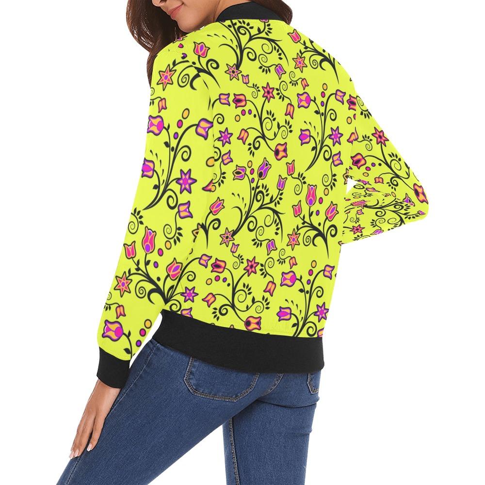 Key Lime Star All Over Print Bomber Jacket for Women (Model H19) Jacket e-joyer 
