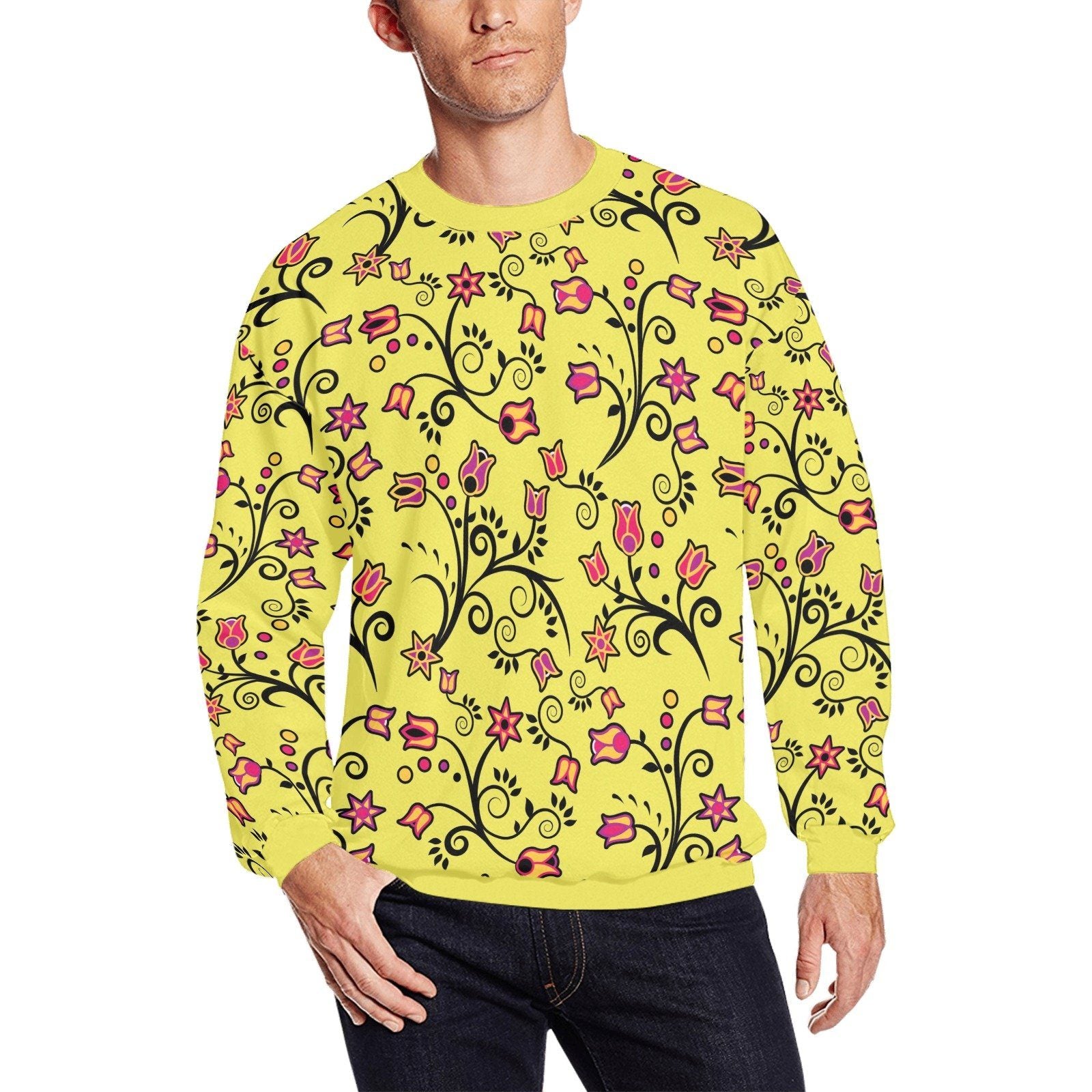 Key Lime Star All Over Print Crewneck Sweatshirt for Men (Model H18) shirt e-joyer 
