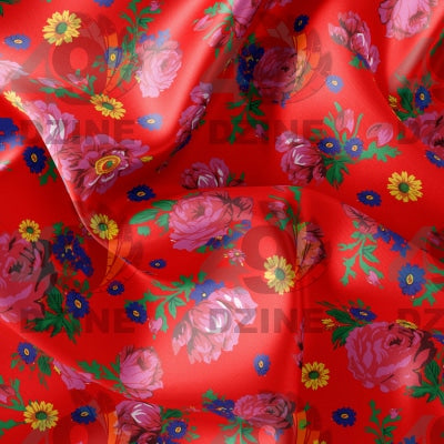 Kokum's Ceremony - Red Satin Fabric 49DzineStore 