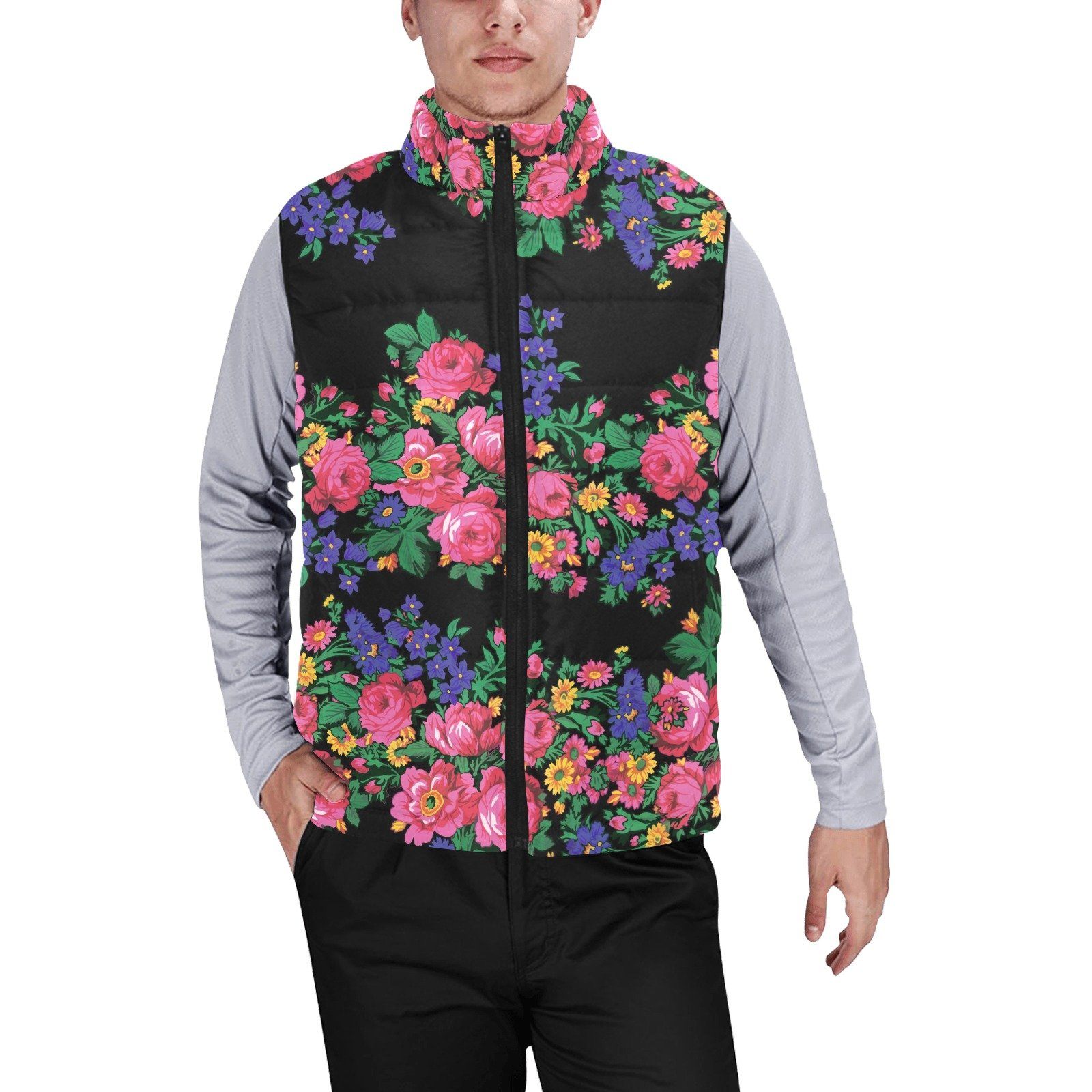 Kokum's Revenge Black Men's Padded Vest Jacket (Model H44) Men's Padded Vest Jacket (H44) e-joyer 