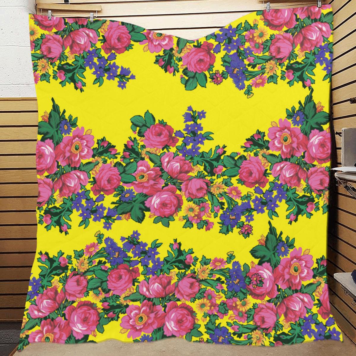 Kokum's Revenge-Yellow Quilt 70"x80" blanket e-joyer 