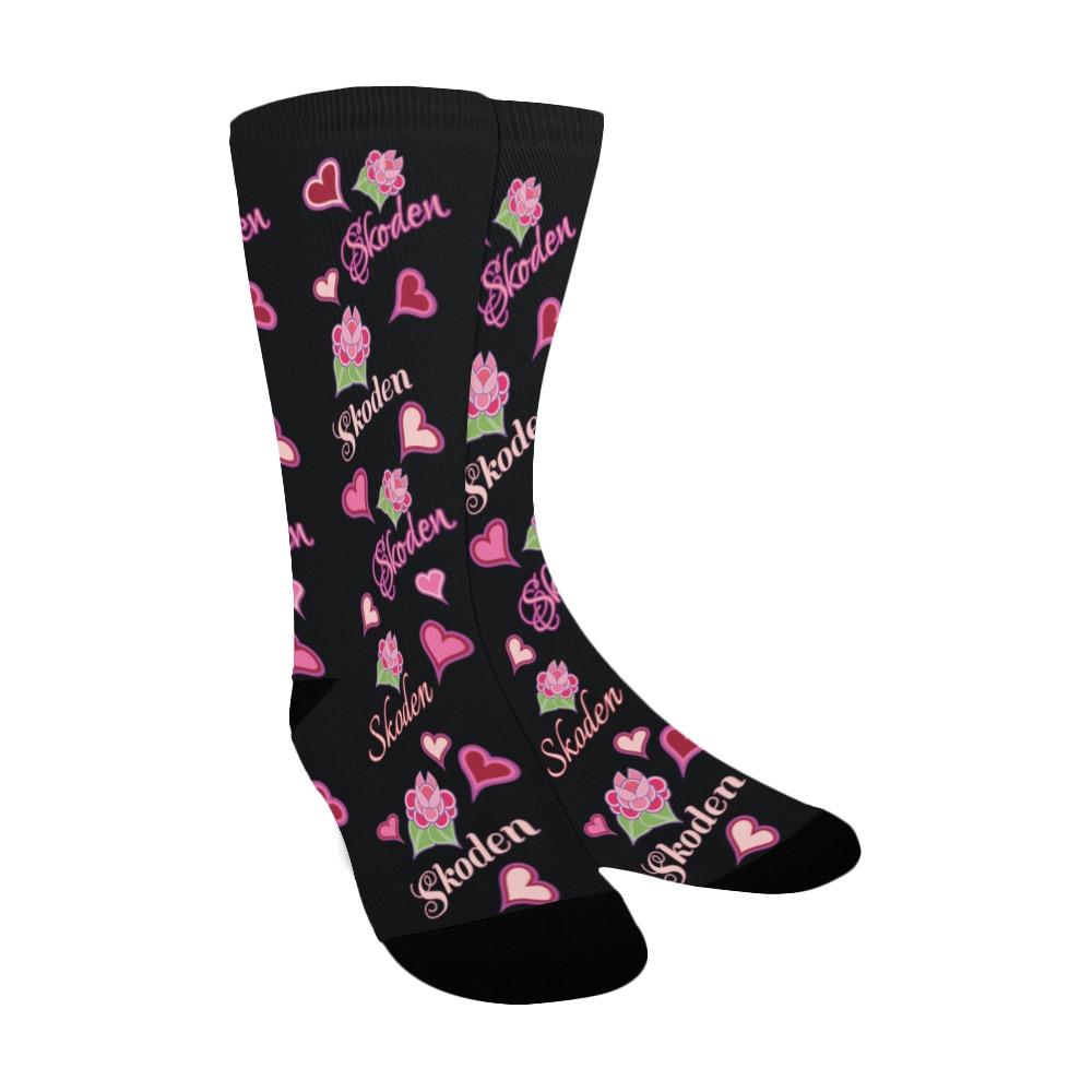 Ladies Skoden Floral Hearts Black Women's Custom Socks Women's Custom Socks e-joyer 