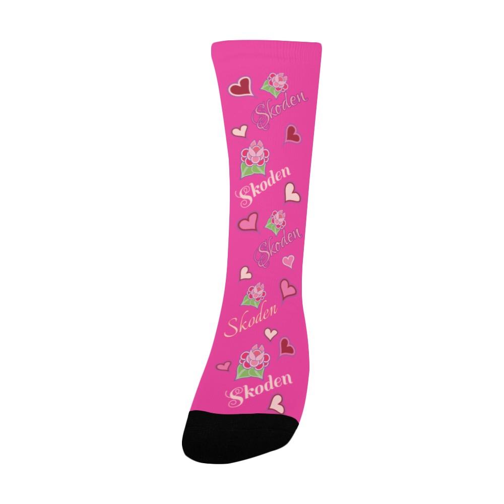 Ladies Skoden Floral Hearts Dark Pink Women's Custom Socks Women's Custom Socks e-joyer 