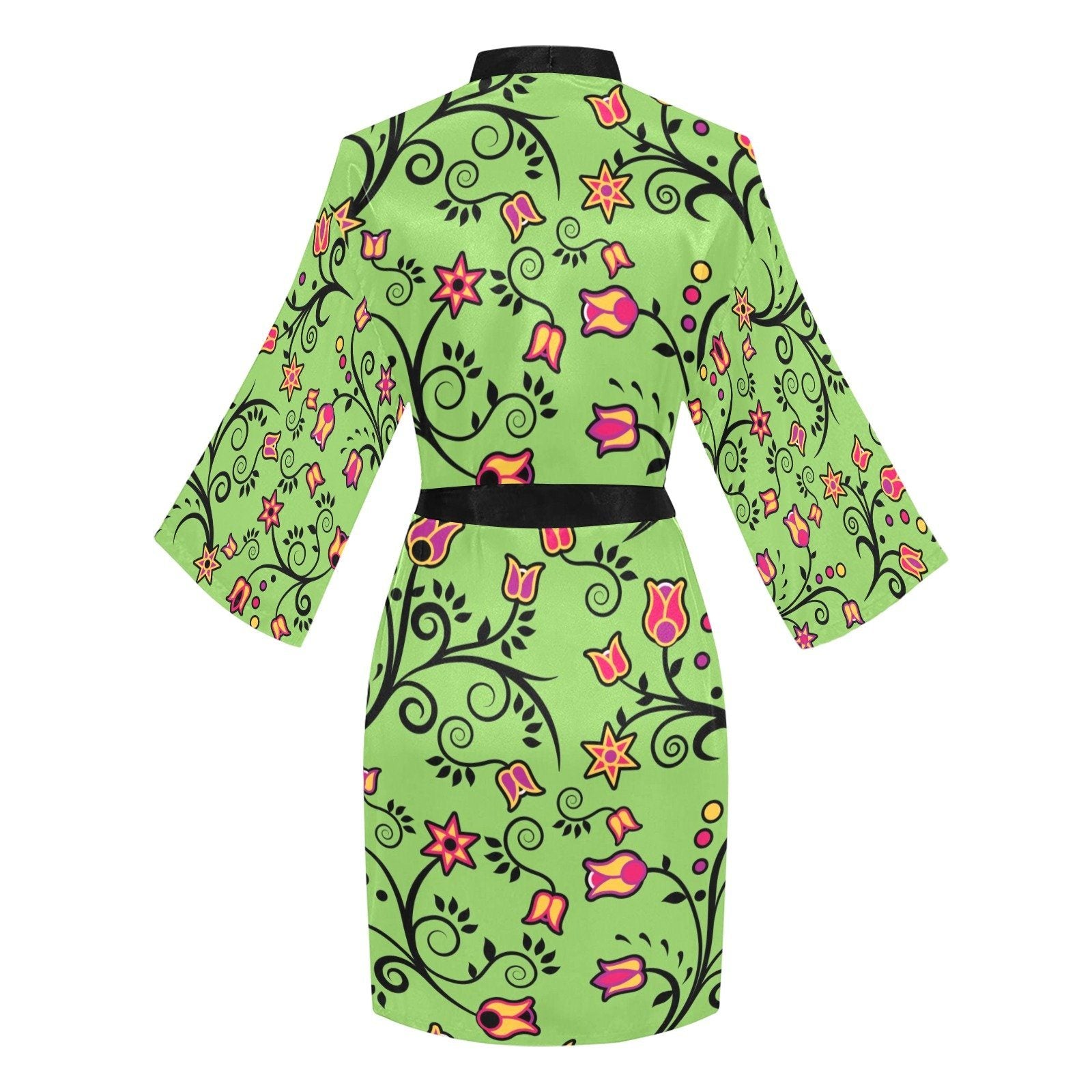 LightGreen Yellow Star Long Sleeve Kimono Robe Long Sleeve Kimono Robe e-joyer 