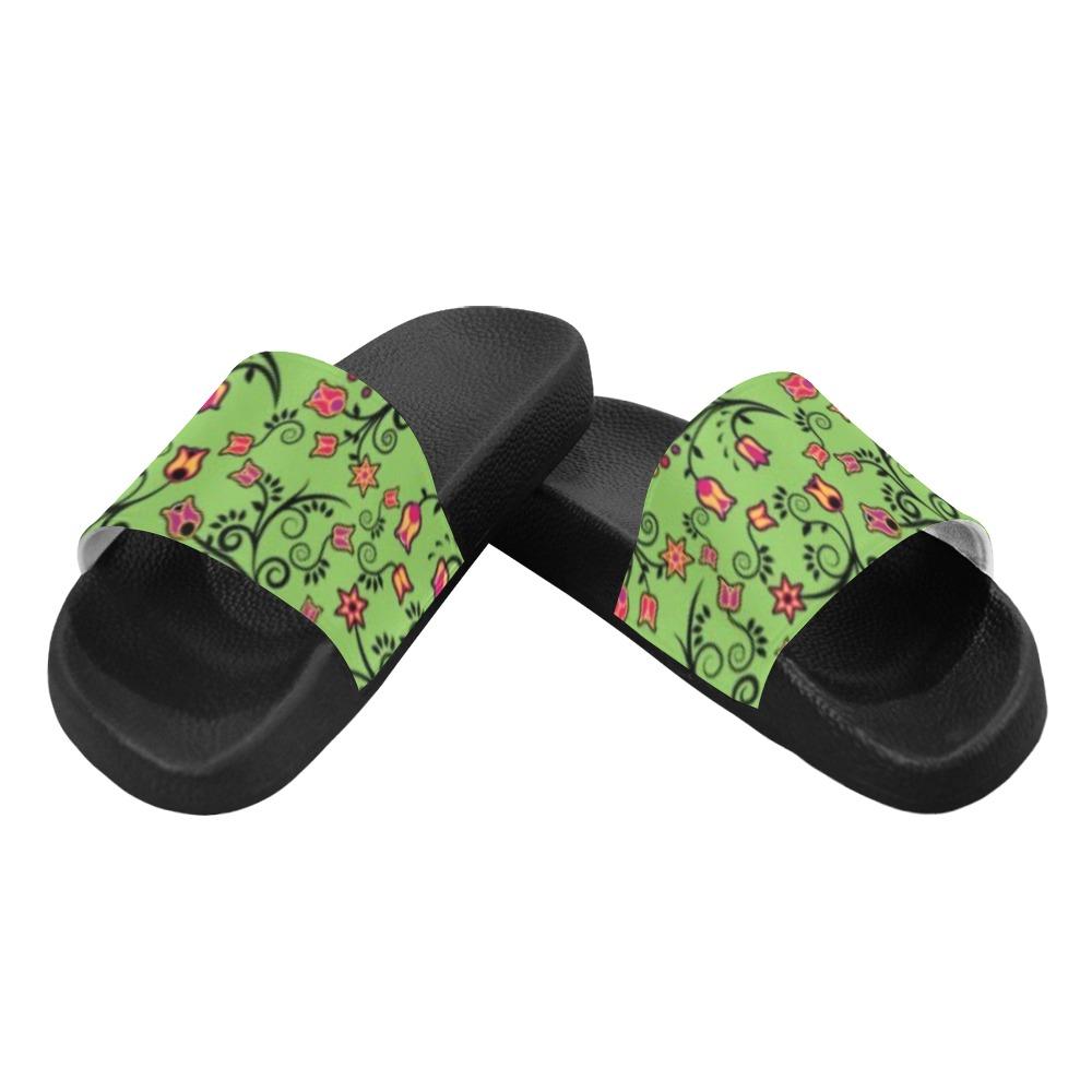 LightGreen Yellow Star Men's Slide Sandals (Model 057) Men's Slide Sandals (057) e-joyer 