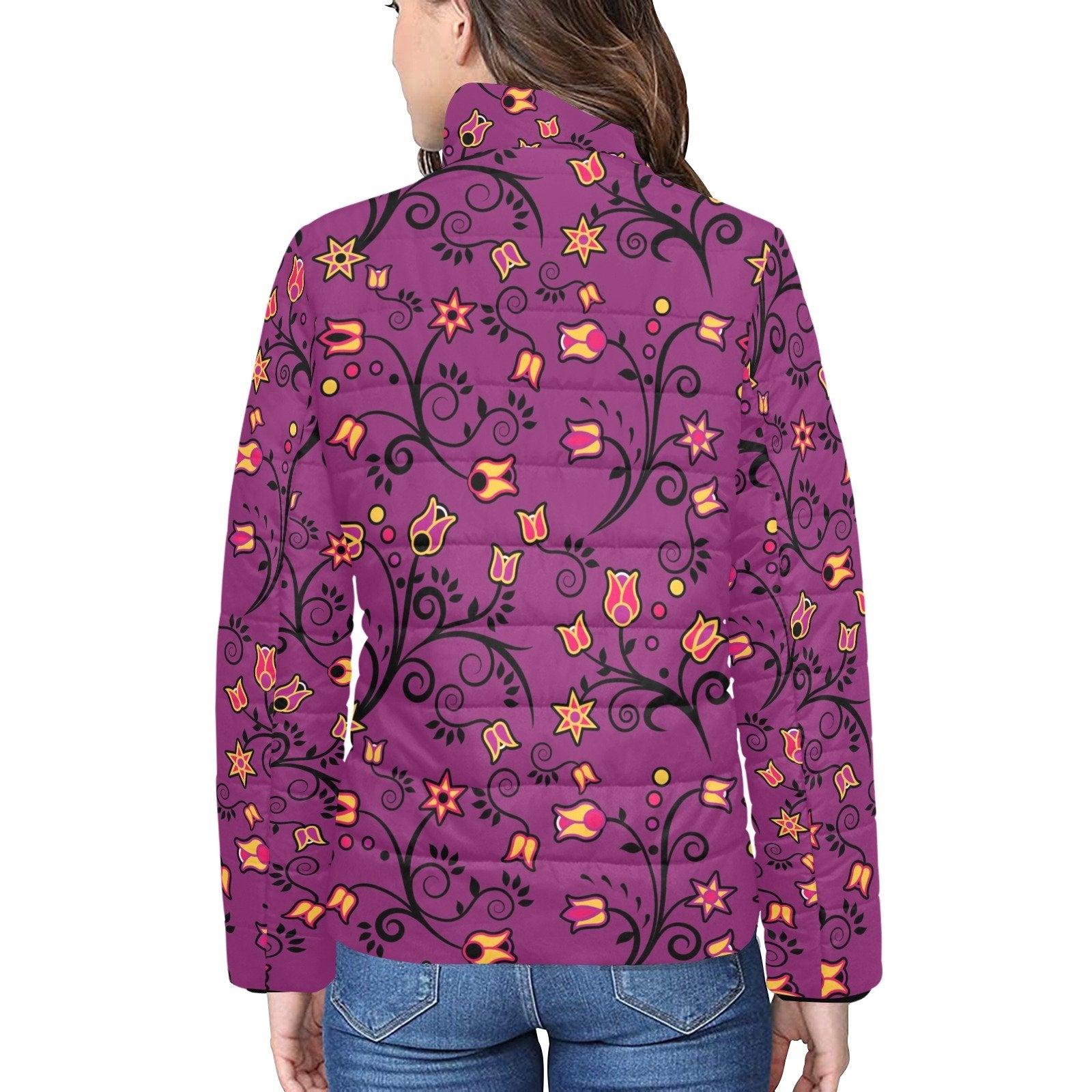 Lollipop Star Women's Stand Collar Padded Jacket (Model H41) jacket e-joyer 