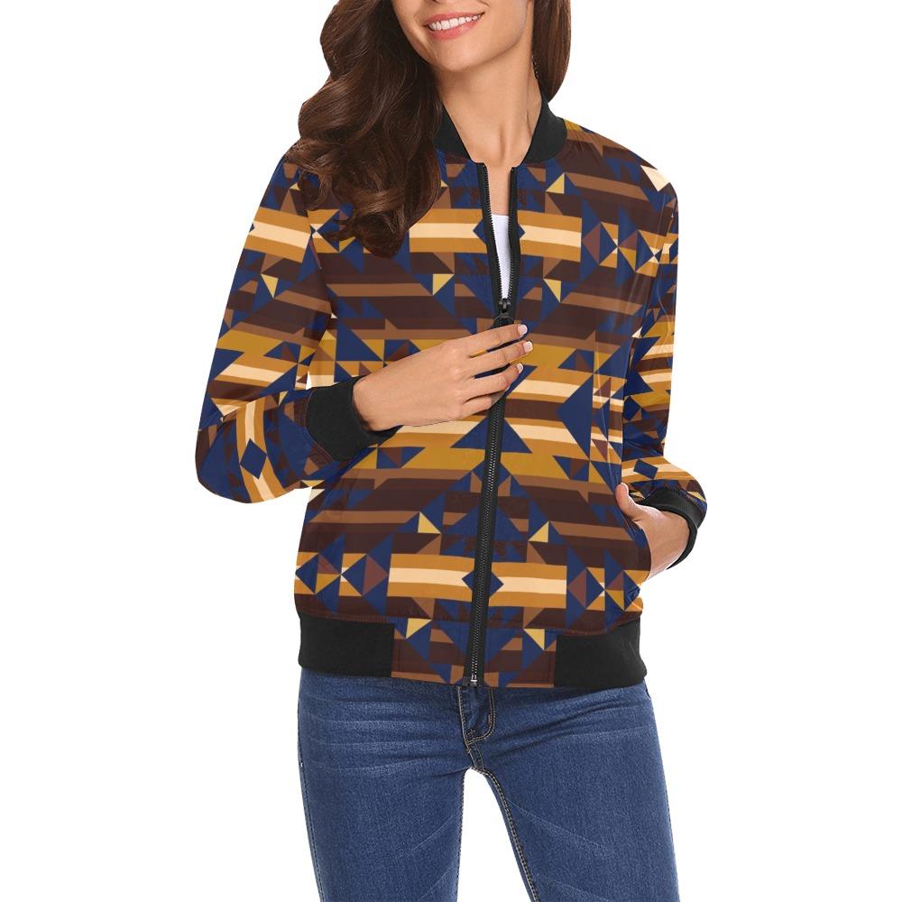Marron Cloud All Over Print Bomber Jacket for Women (Model H19) Jacket e-joyer 