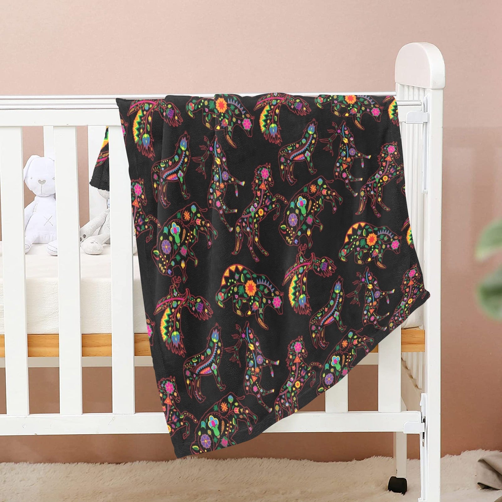 Neon Floral Animals Baby Blanket 30"x40" Baby Blanket 30"x40" e-joyer 