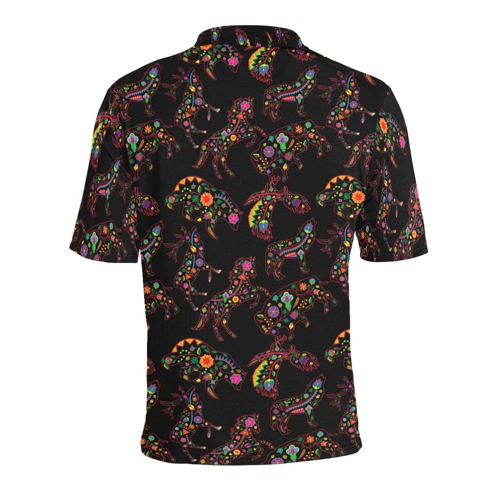 Neon Floral Animals Men's All Over Print Polo Shirt (Model T55) Men's Polo Shirt (Model T55) e-joyer 