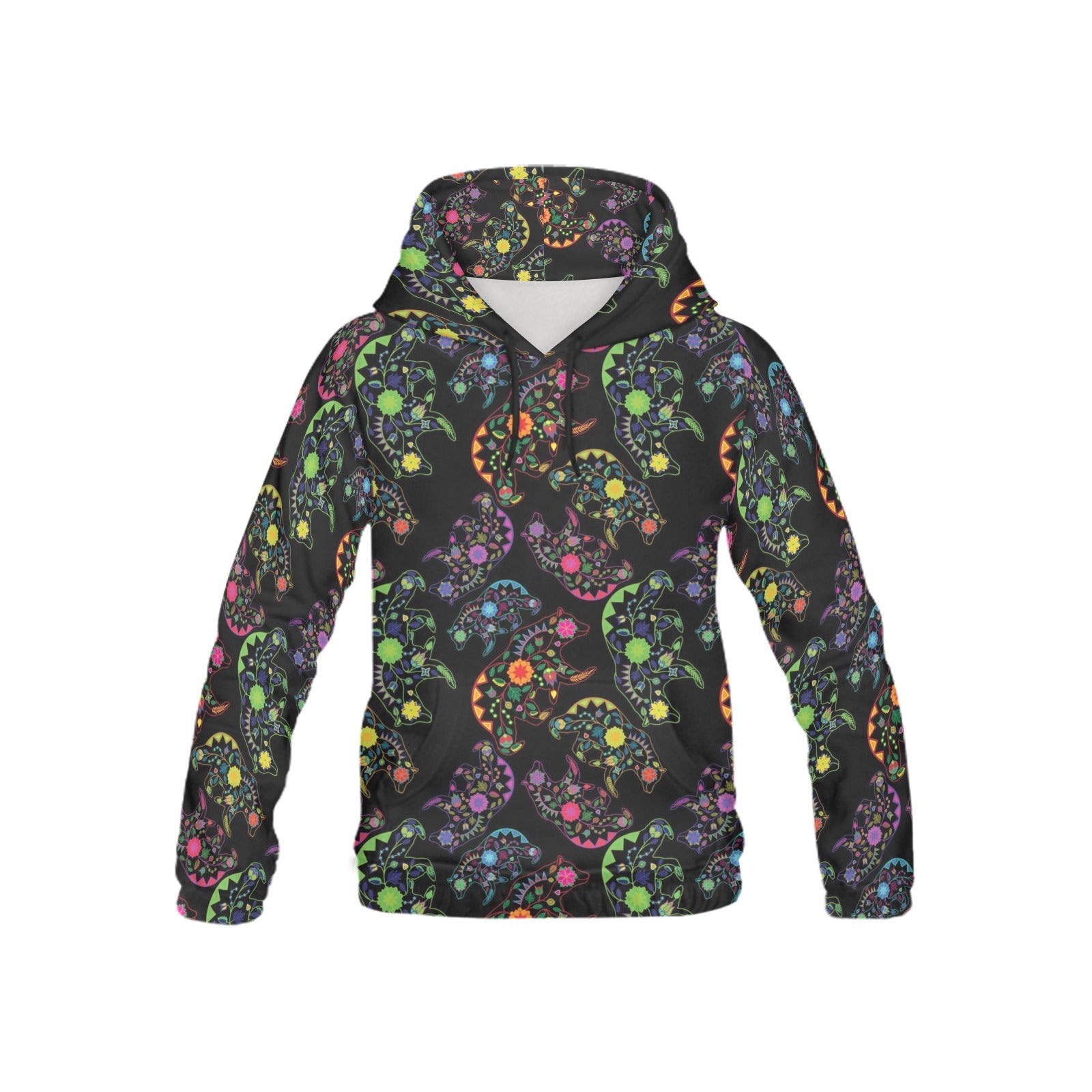 Neon Floral Bears All Over Print Hoodie for Kid (USA Size) (Model H13) All Over Print Hoodie for Kid (H13) e-joyer 