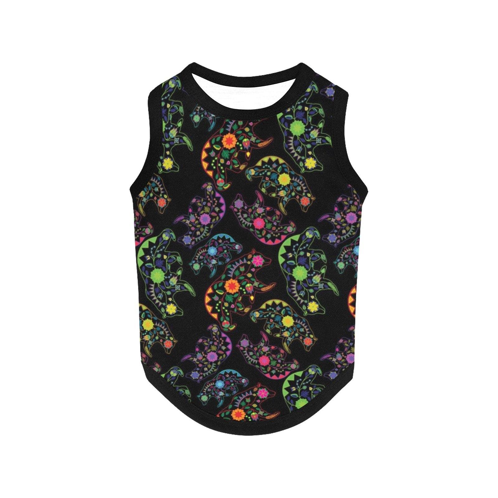 Neon Floral Bears All Over Print Pet Tank Top Pet Tank Top e-joyer 