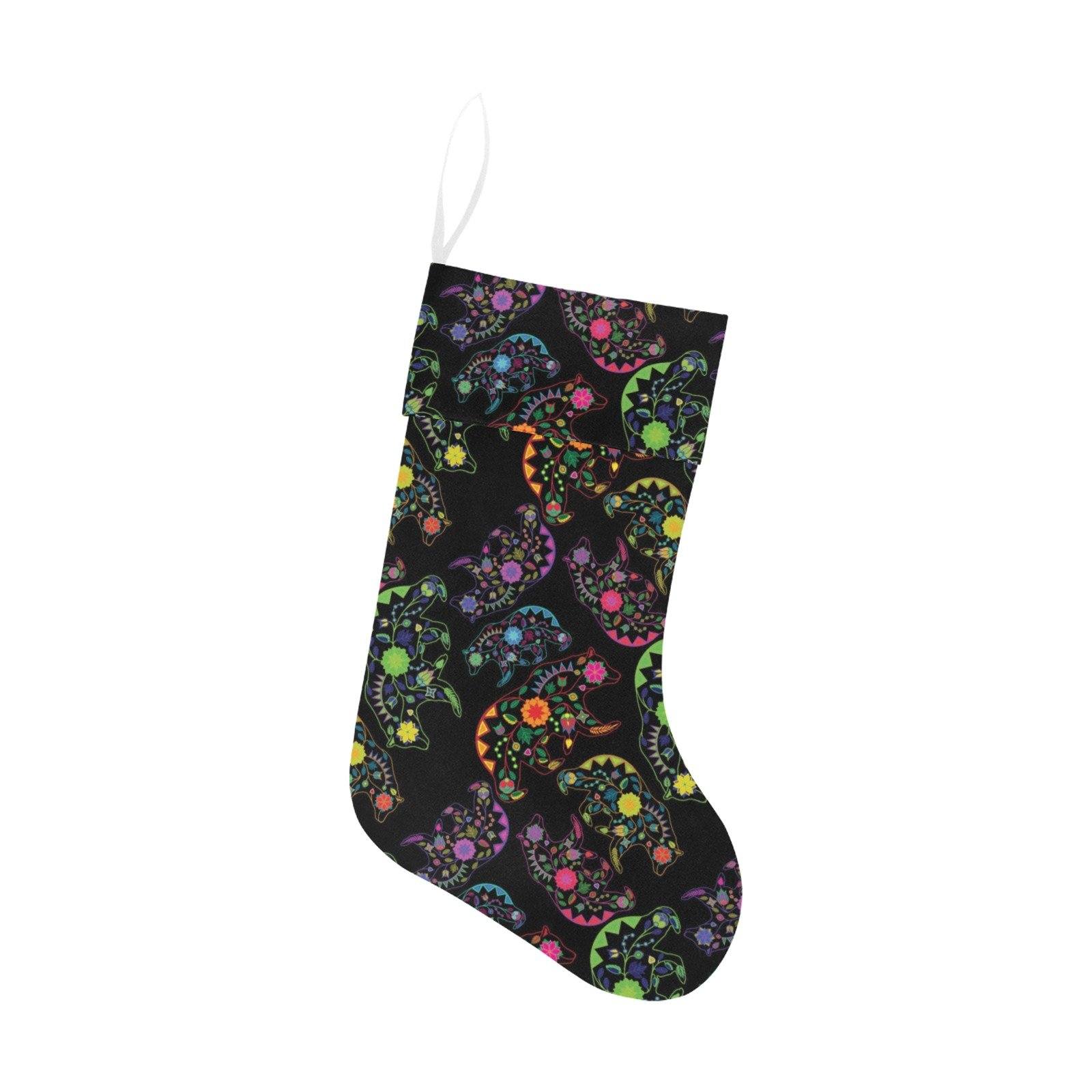 Neon Floral Bears Christmas Stocking holiday stocking e-joyer 
