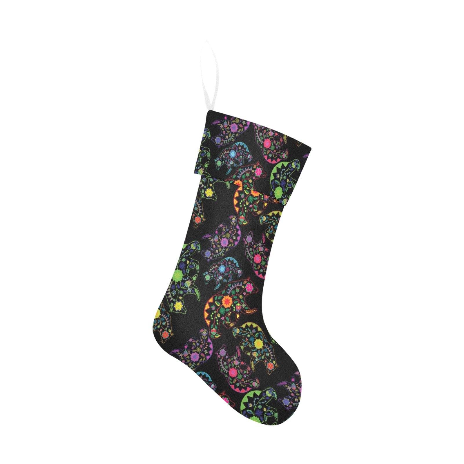 Neon Floral Bears Christmas Stocking holiday stocking e-joyer 