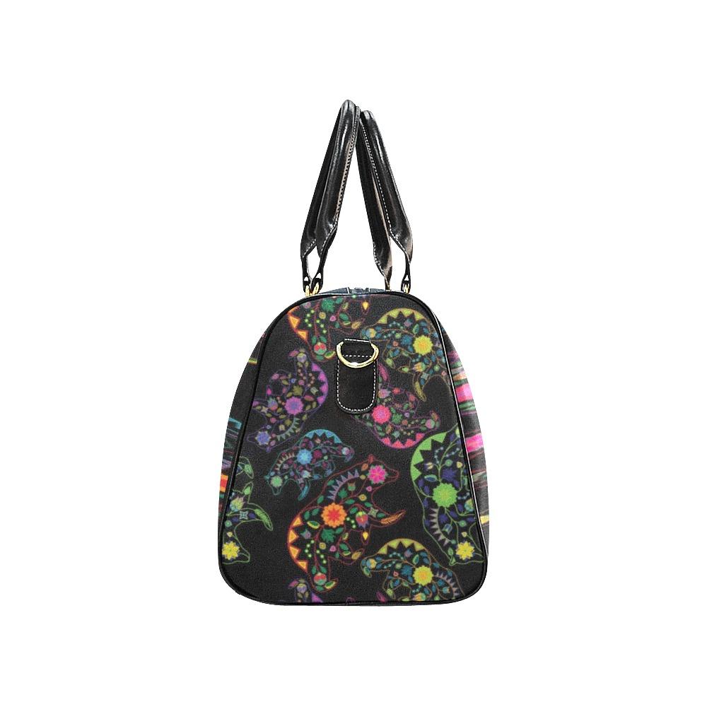 Neon Floral Bears New Waterproof Travel Bag/Small (Model 1639) bag e-joyer 