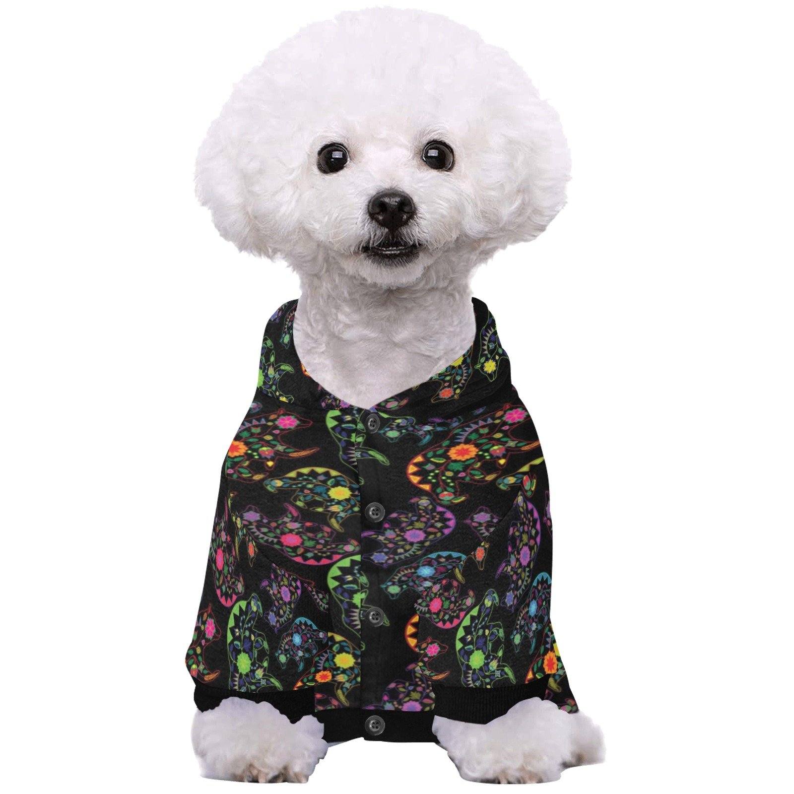 Neon Floral Bears Pet Dog Hoodie Pet Dog Hoodie e-joyer 