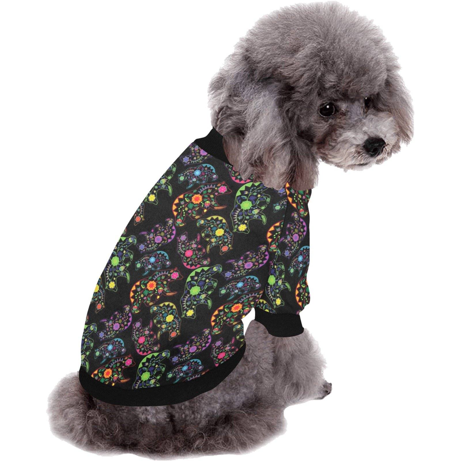 Neon Floral Bears Pet Dog Round Neck Shirt Pet Dog Round Neck Shirt e-joyer 