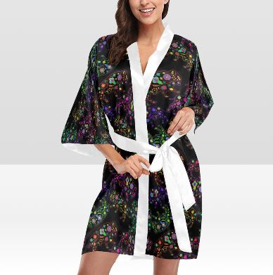 Neon Floral Buffalos Kimono Robe Artsadd 