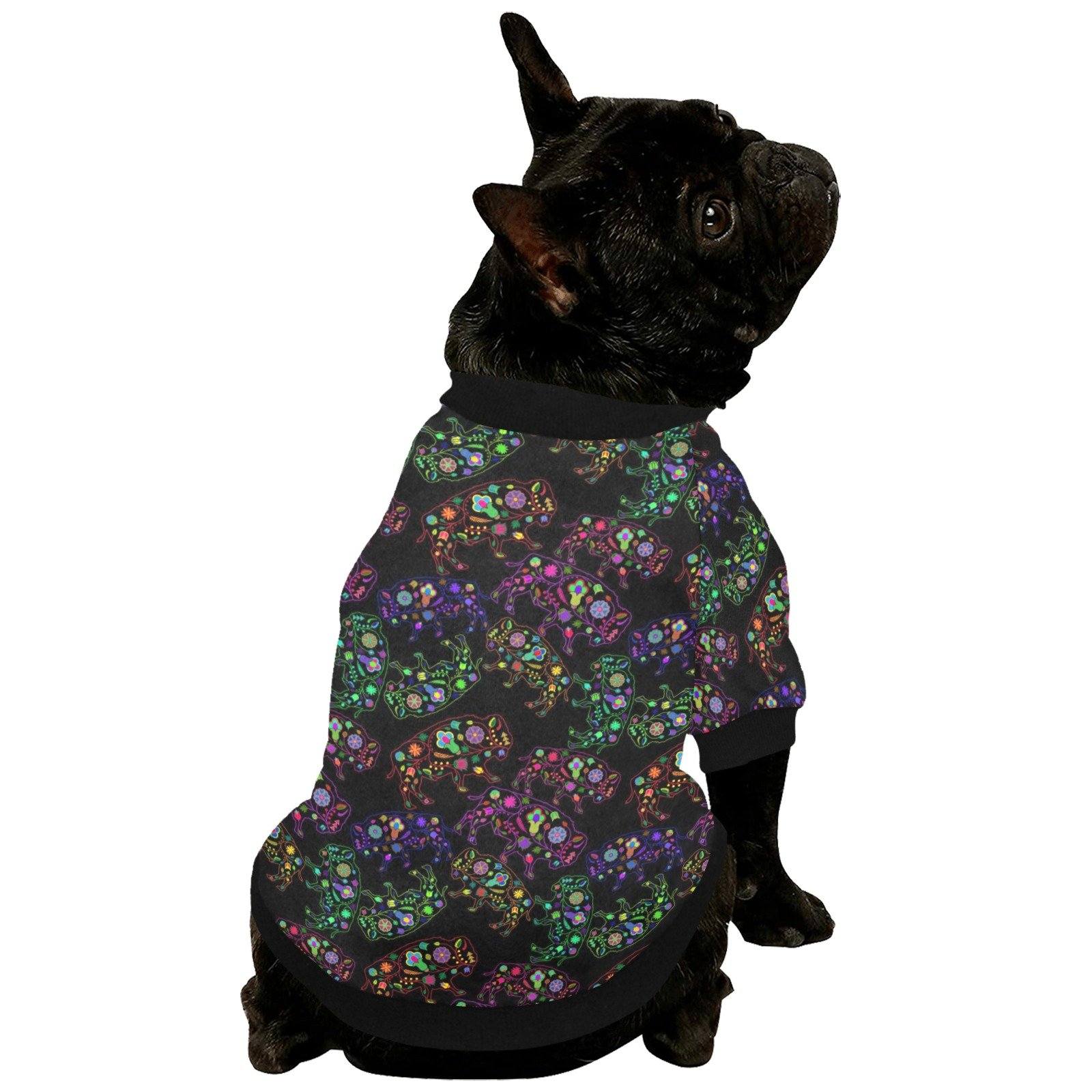 Neon Floral Buffalos Pet Dog Round Neck Shirt Pet Dog Round Neck Shirt e-joyer 