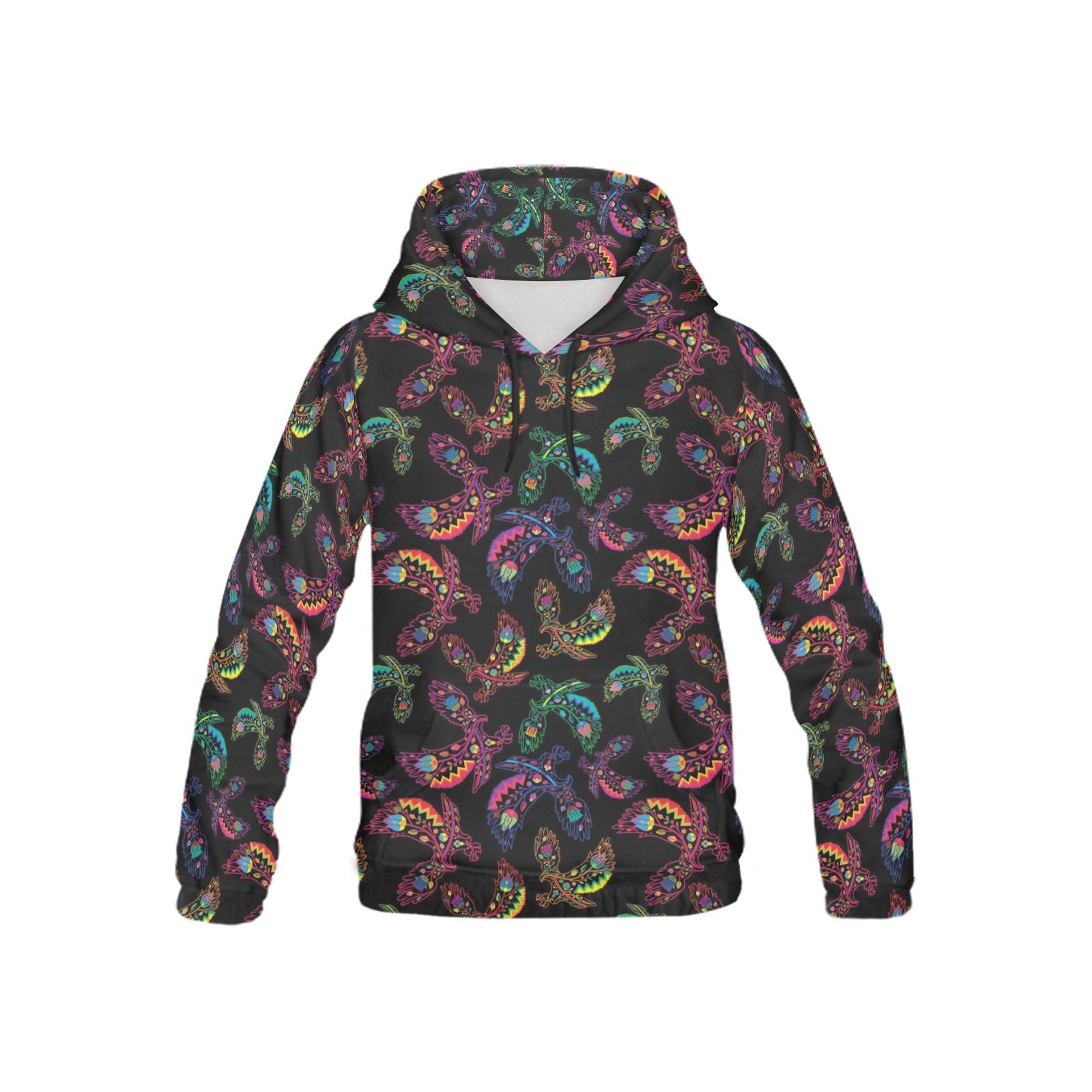 Neon Floral Eagles All Over Print Hoodie for Kid (USA Size) (Model H13) All Over Print Hoodie for Kid (H13) e-joyer 
