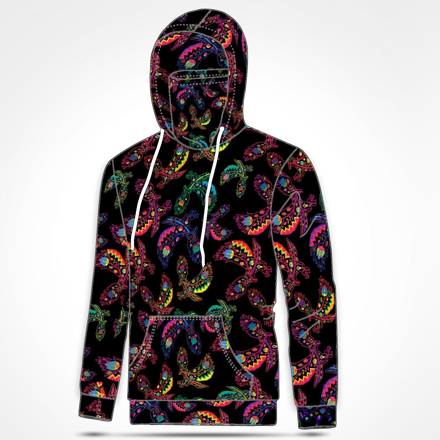 Neon Floral Eagles Hoodie with Face Cover 49 Dzine 